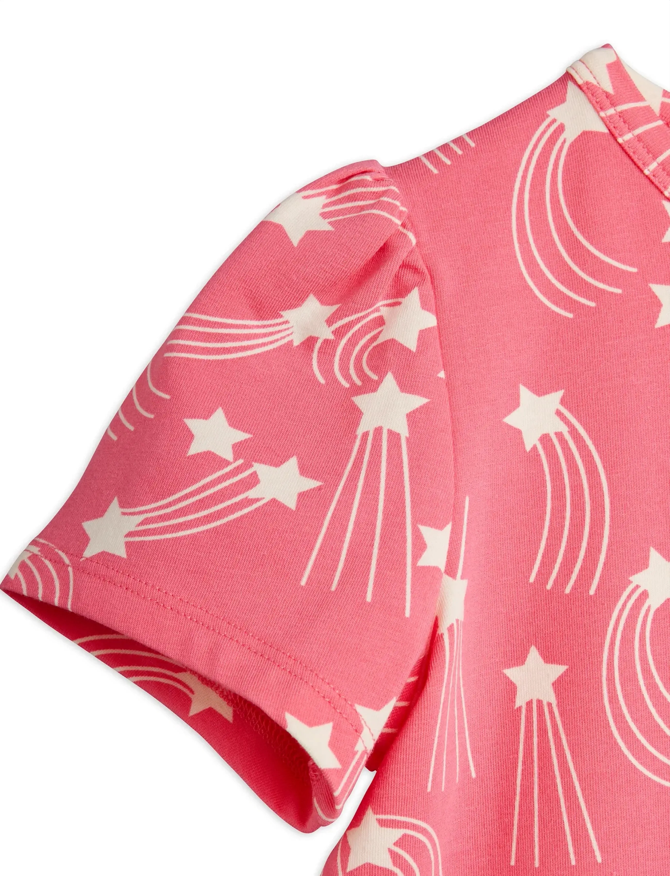 Mini Rodini - Starfall aop puff sleeve ss top - short-sleeved t-shirts - pink - 2