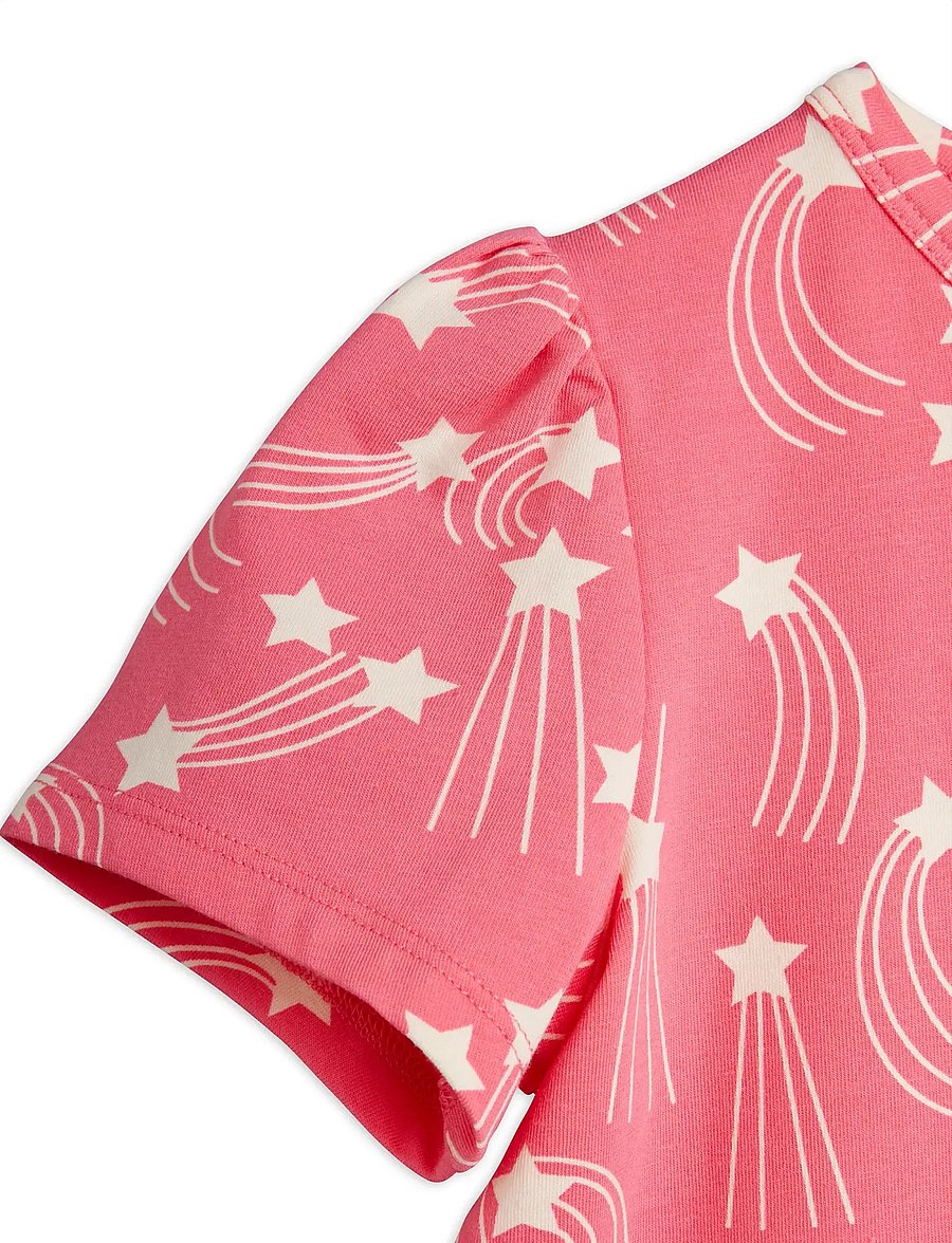 Mini Rodini - Starfall aop puff sleeve ss top - kurzärmelige - pink - 2