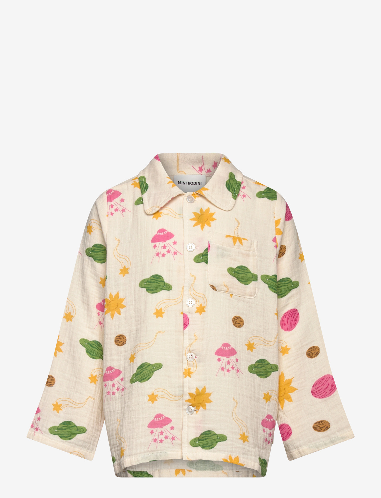 Mini Rodini - Space aop muslin ls shirt - long-sleeved shirts - off-white - 0