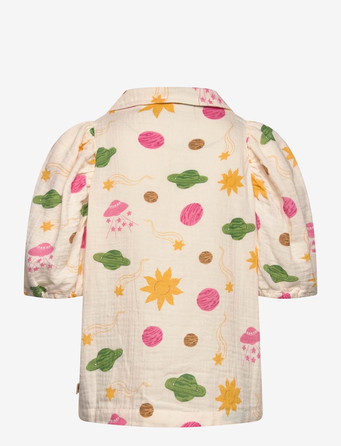 Mini Rodini - Space aop muslin ss blouse - bluser & tunikaer - off-white - 2