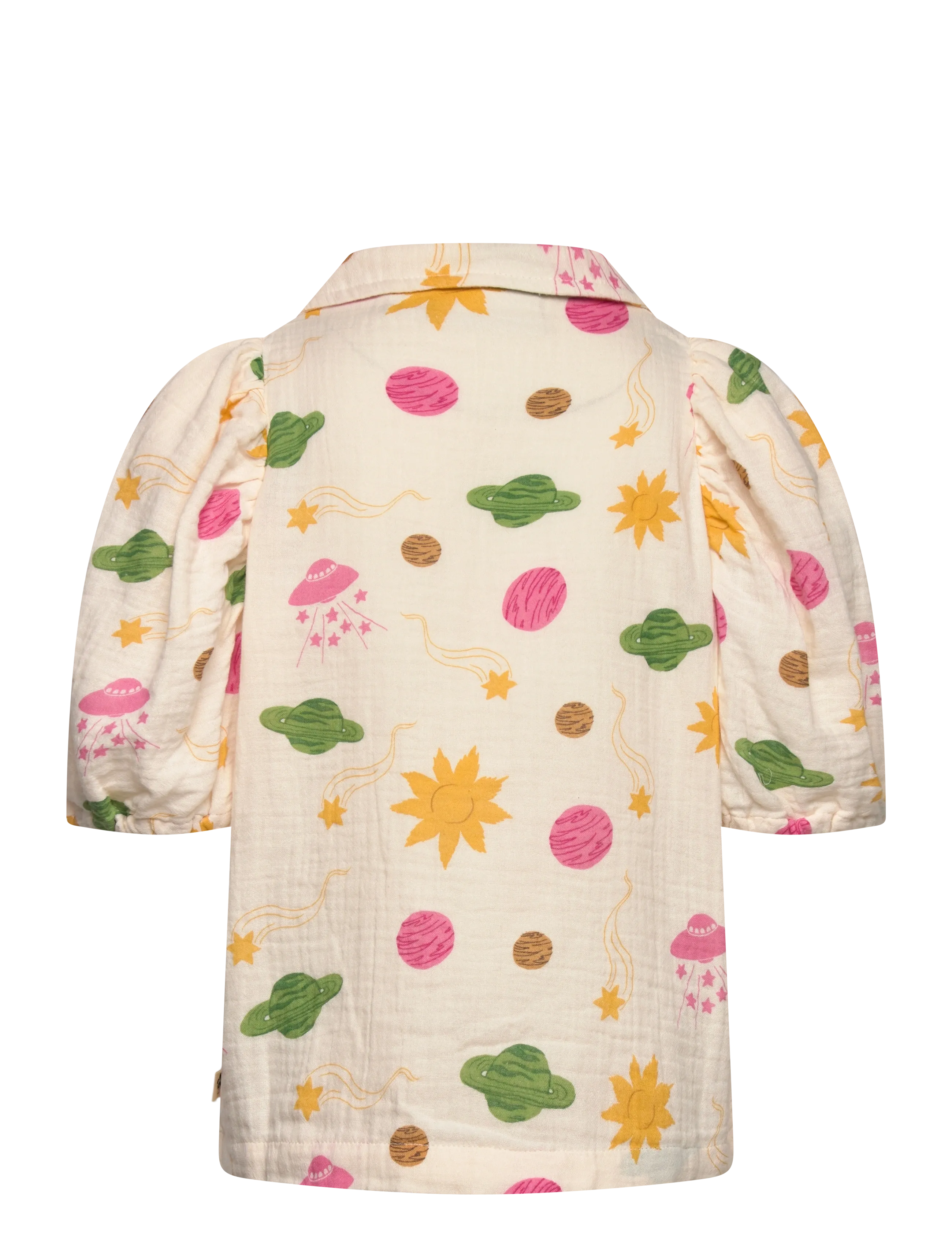 Mini Rodini - Space aop muslin ss blouse - puserot & tunikat - off-white - 2