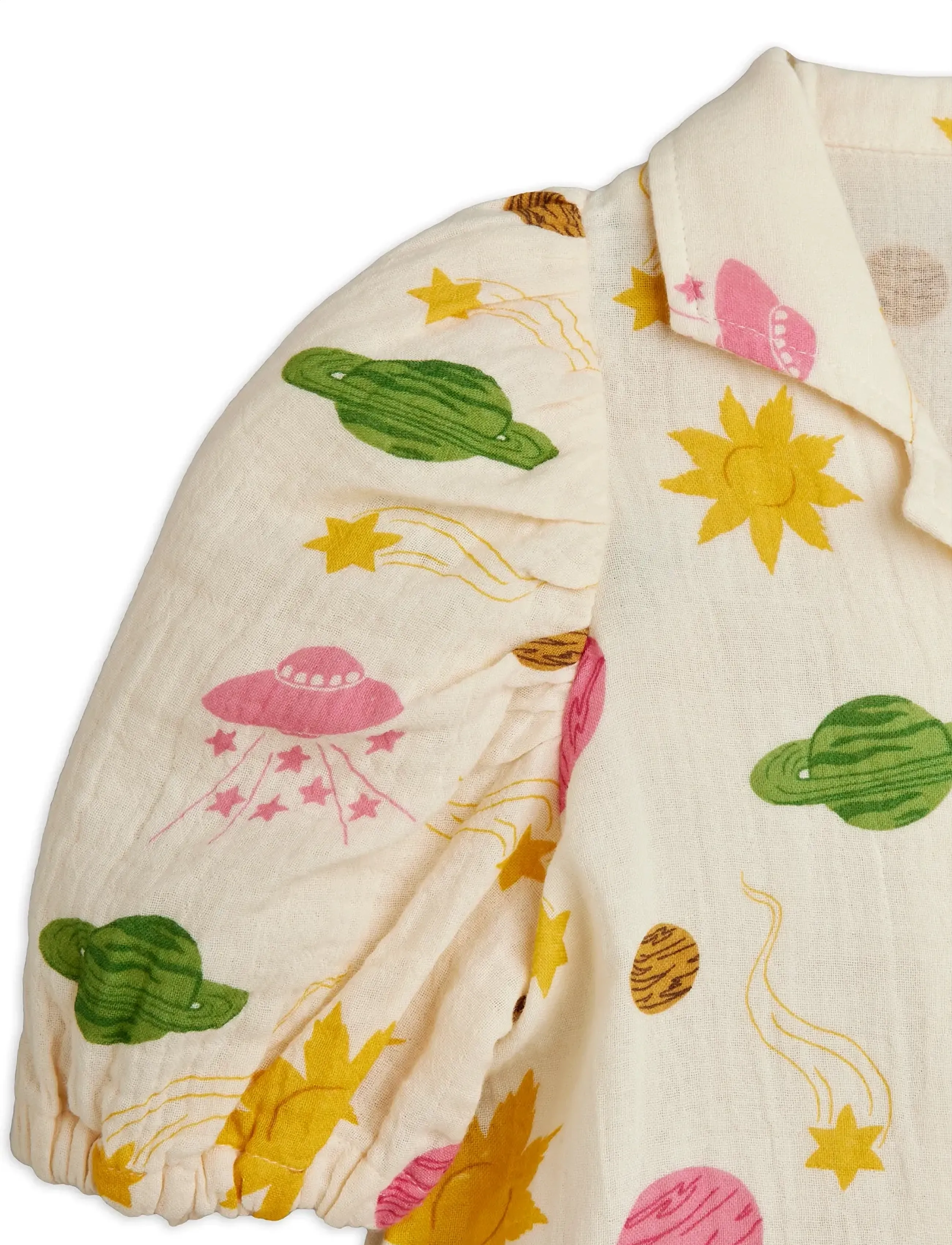 Mini Rodini - Space aop muslin ss blouse - puserot & tunikat - off-white - 4