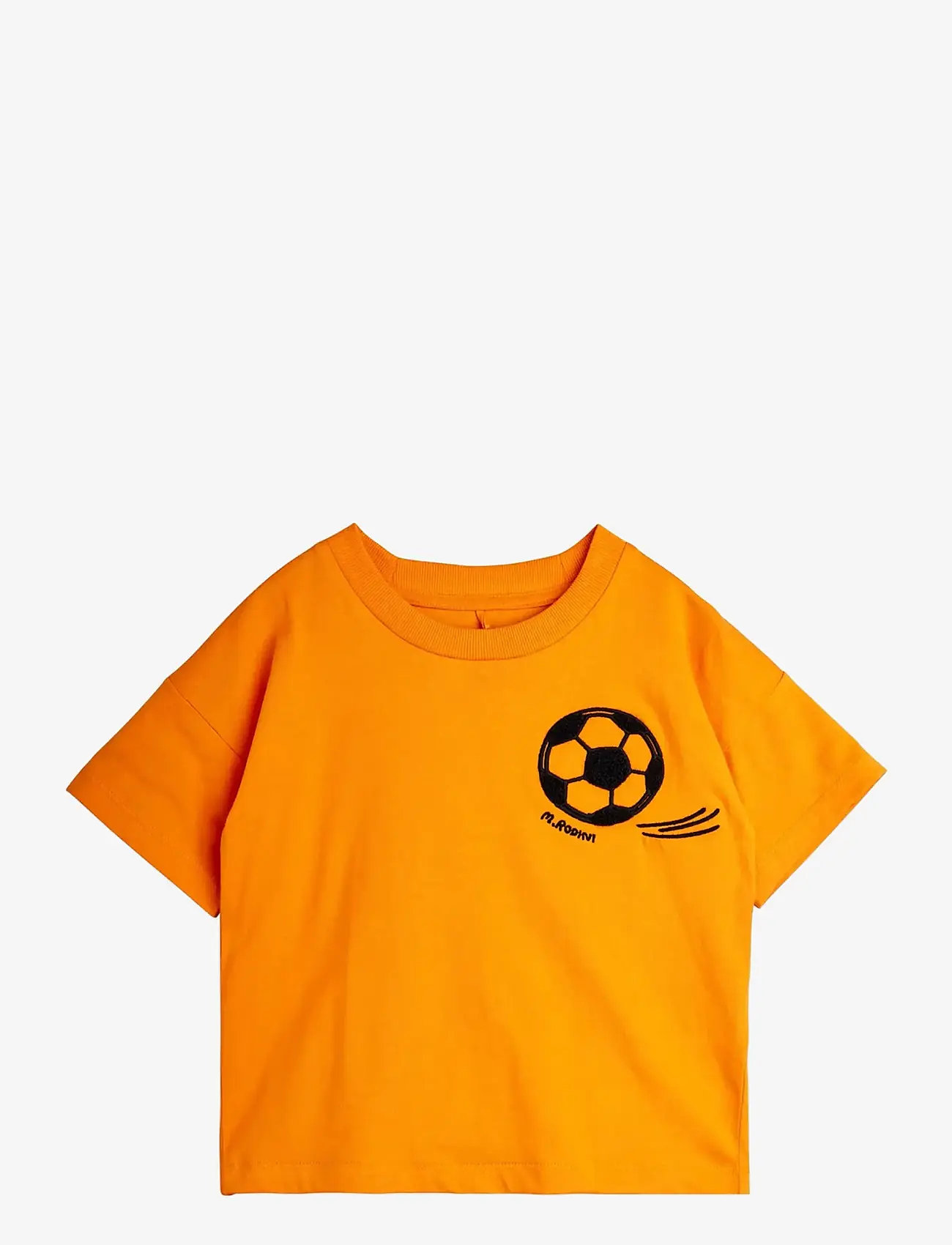 Mini Rodini - Football chenille ss tee - kurzärmelige - orange - 0