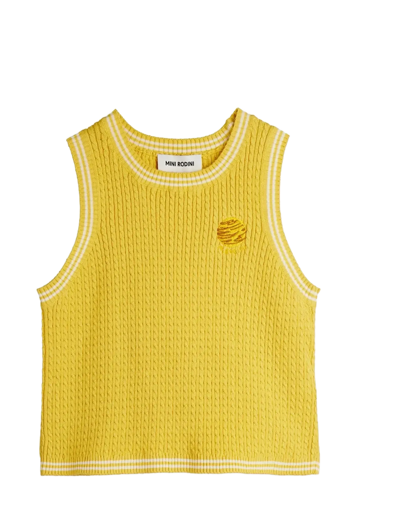 Mini Rodini Cable Knit Tank, 140/146, T-shirts, Gelb - Sleeveless, Kinder