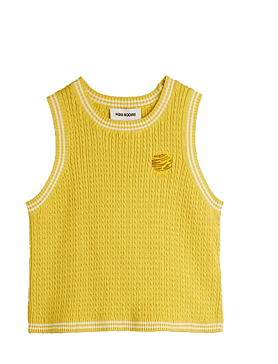 Mini Rodini Cable knit tank - Toppar & T-shirts - YELLOW / yellow