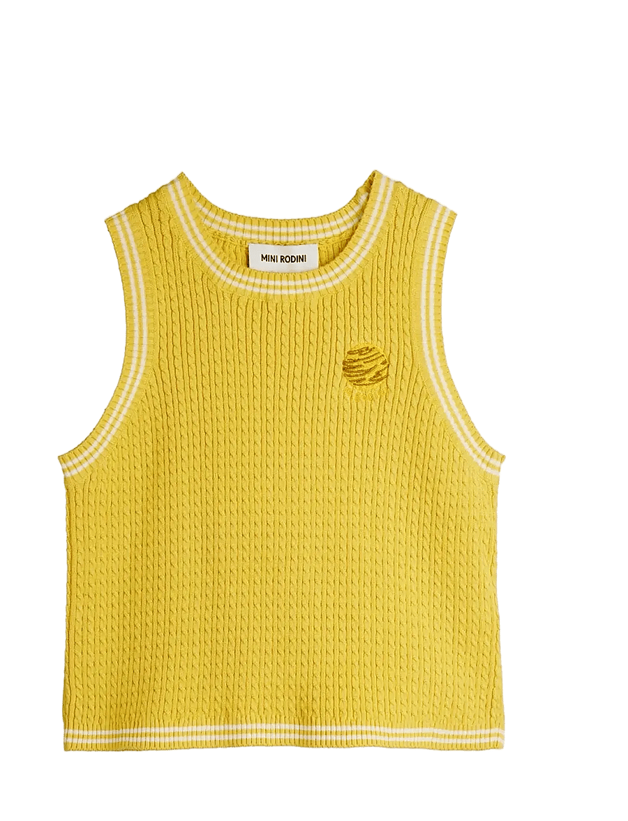Mini Rodini - Cable knit tank - tanktops - yellow - 0