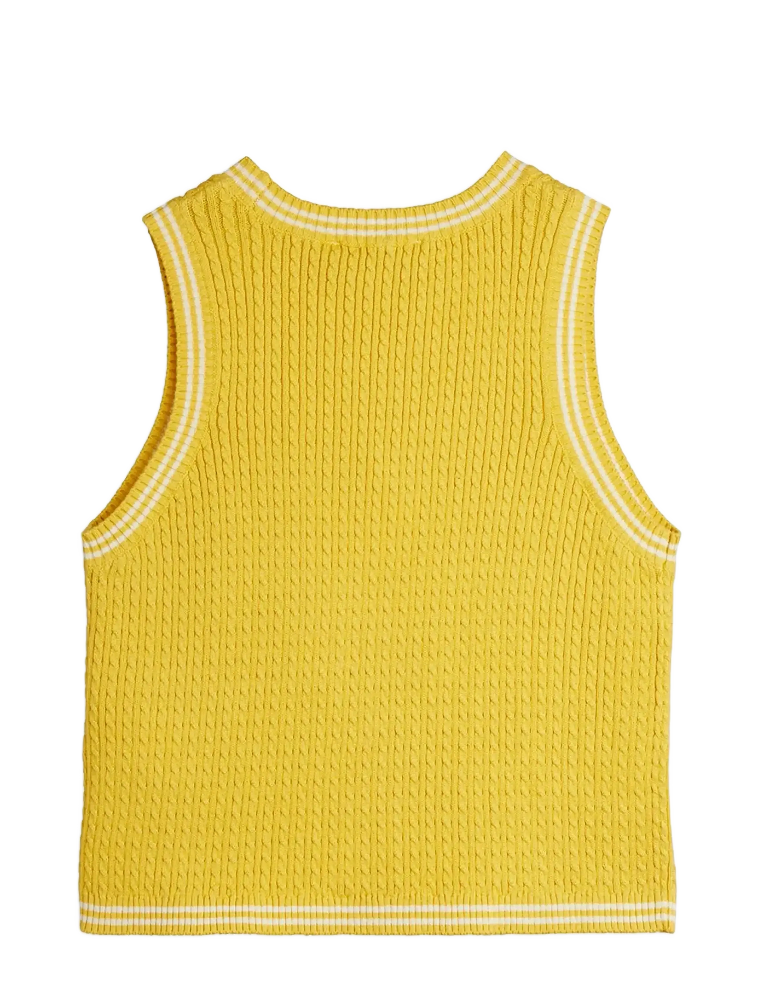 Mini Rodini - Cable knit tank - tanktops - yellow - 1