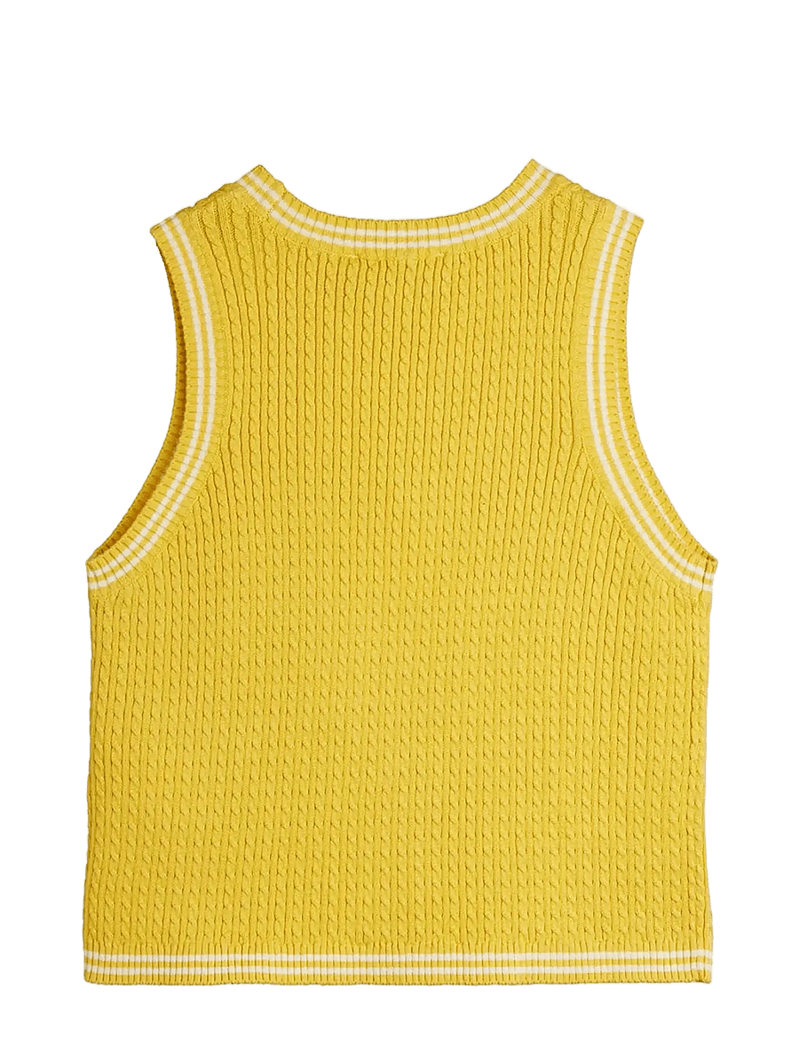 Mini Rodini - Cable knit tank - tanktops - yellow - 1