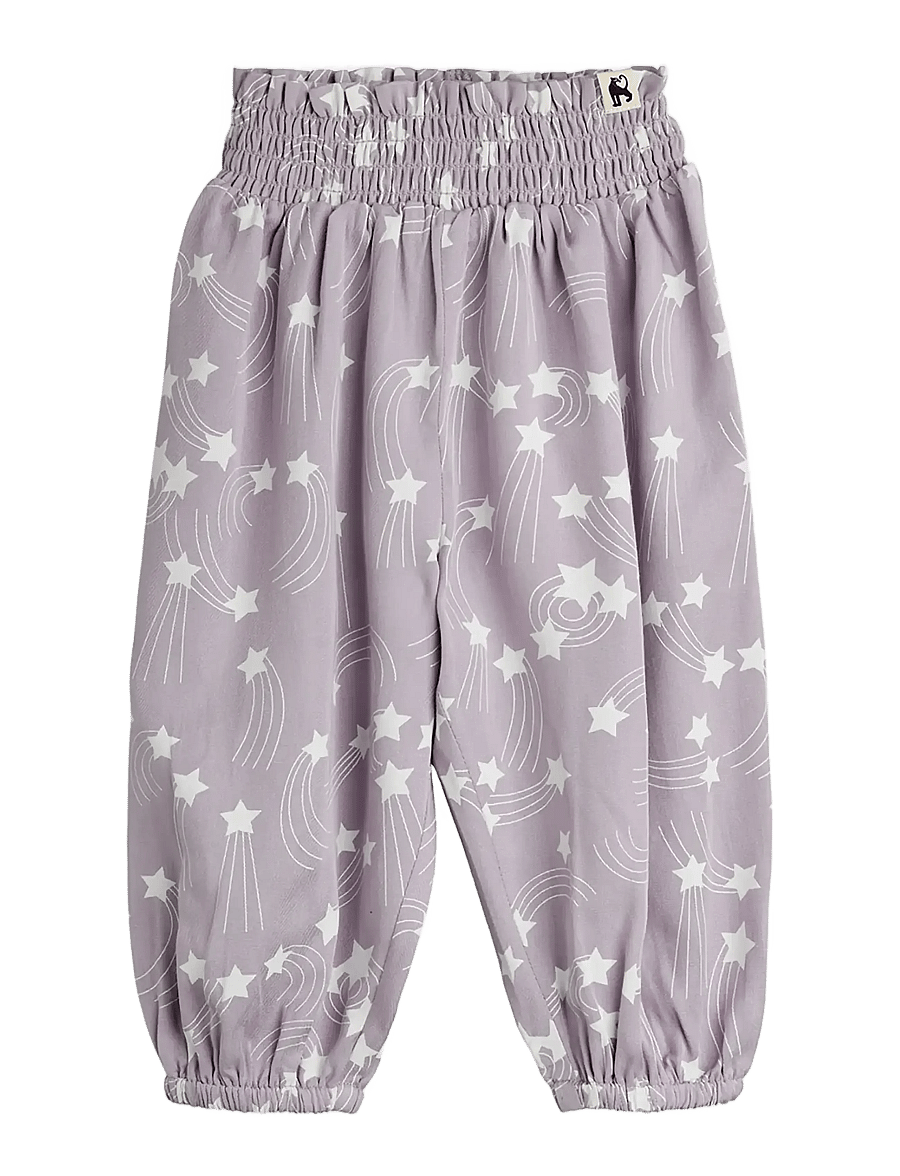 Mini Rodini - Starfall aop woven baby trousers - beebipüksid - purple - 0