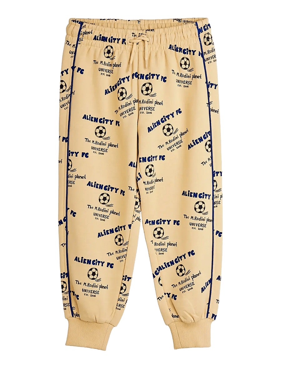 Mini Rodini - Alien city FC aop sweatpants - mjukisbyxor - beige - 0