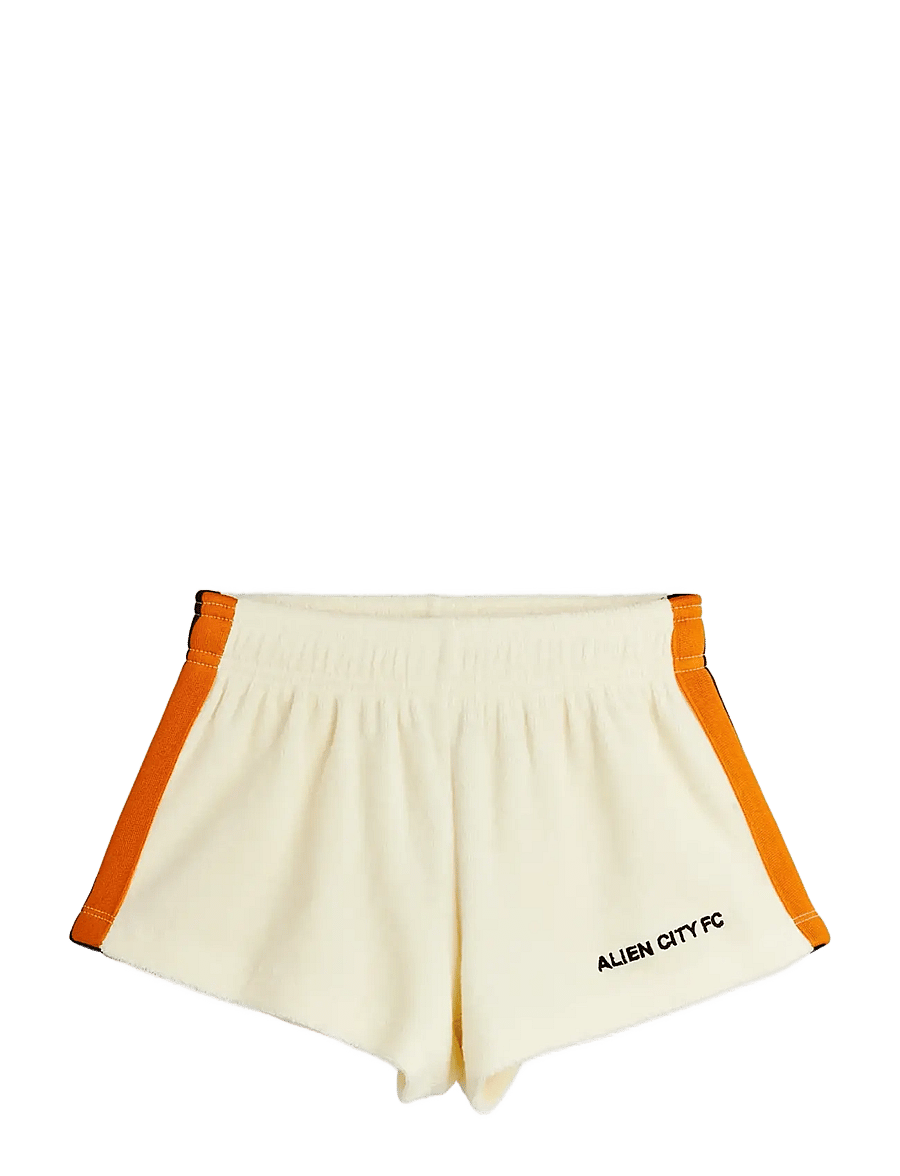 Mini Rodini - Alien City FC emb terry sweatshorts - mjukisshorts - off-white - 0