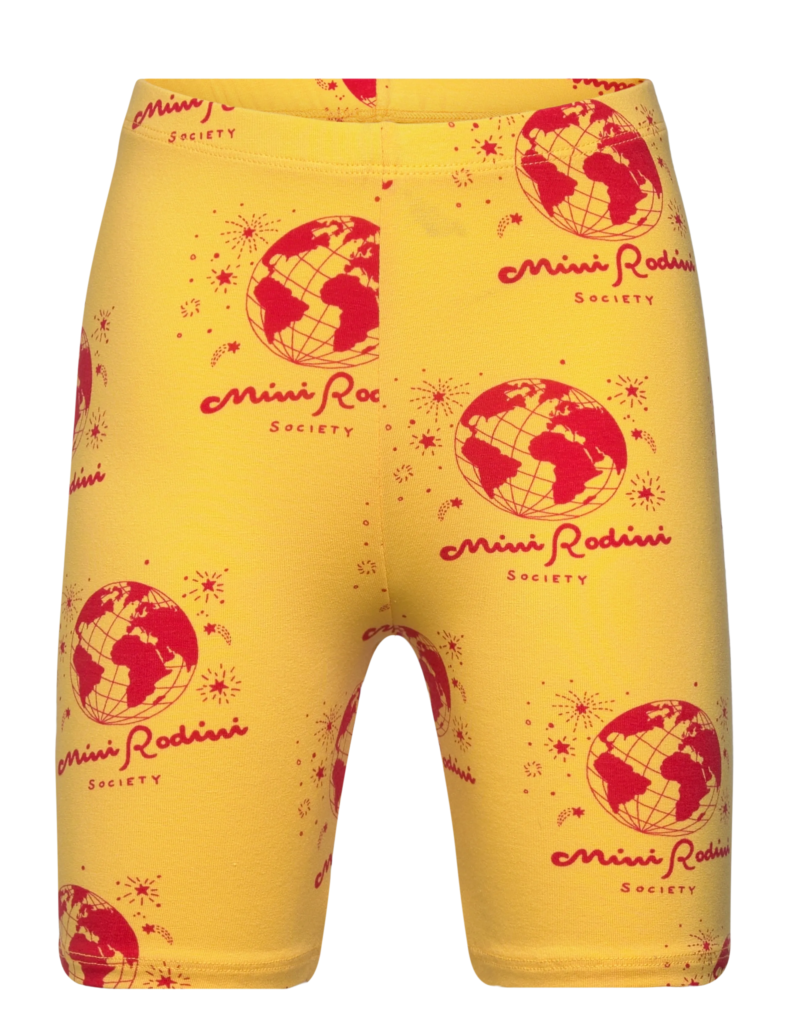 Mini Rodini Society Aop Bike Shorts, 104/110, Yellow, Underdele > Shorts, Børn