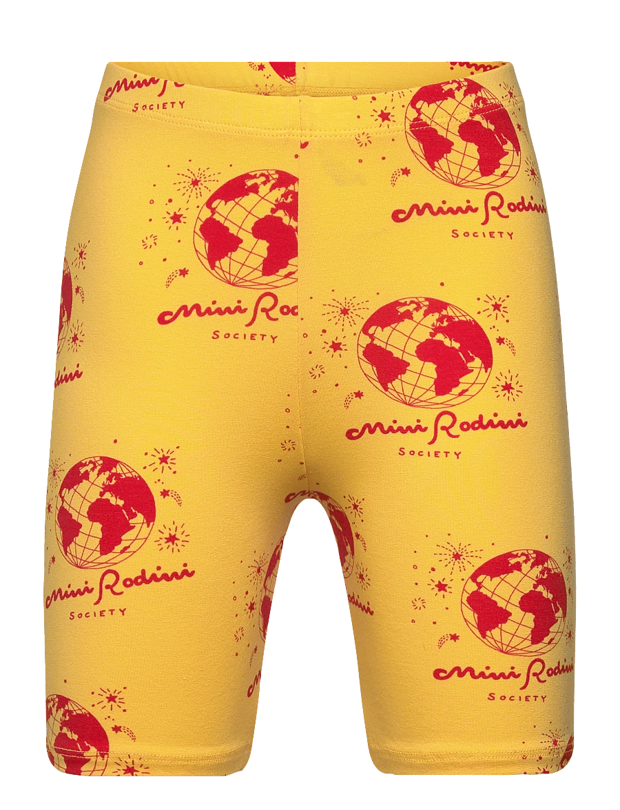 Mini Rodini - Society aop bike shorts - cykelbyxor - yellow - 0
