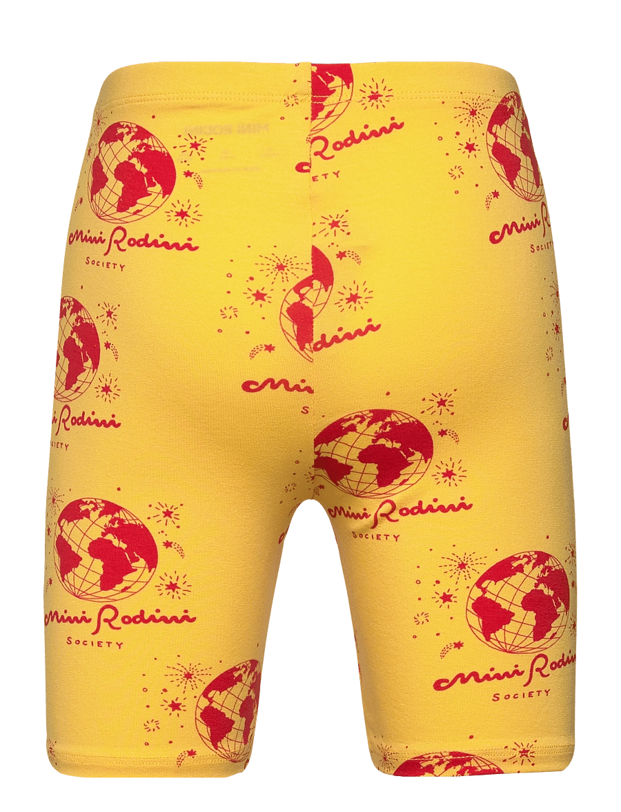 Mini Rodini - Society aop bike shorts - cykelbyxor - yellow - 1