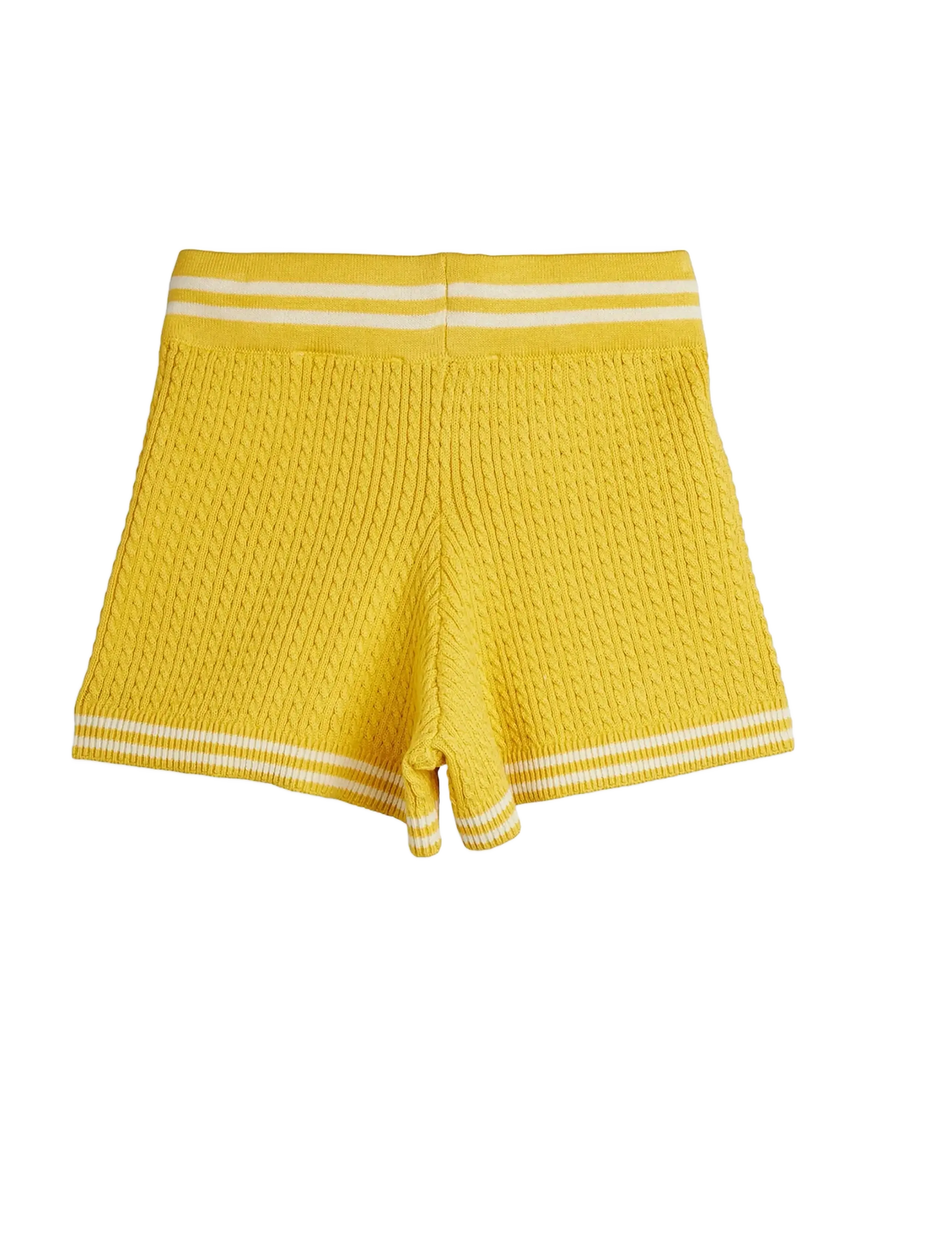 Mini Rodini - Cable knit shorts - sweatshorts - yellow - 2
