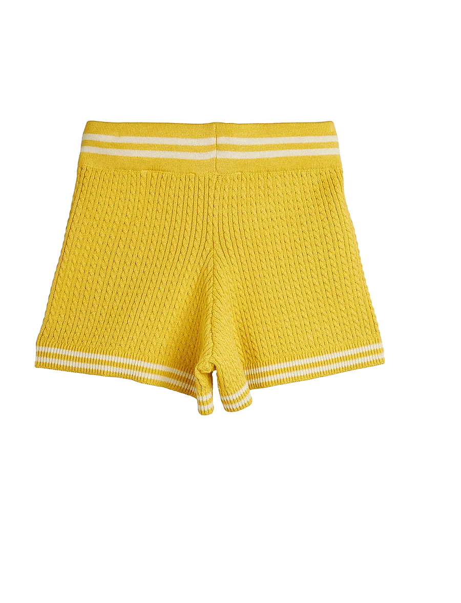 Mini Rodini - Cable knit shorts - lühikesed dressipüksid - yellow - 2