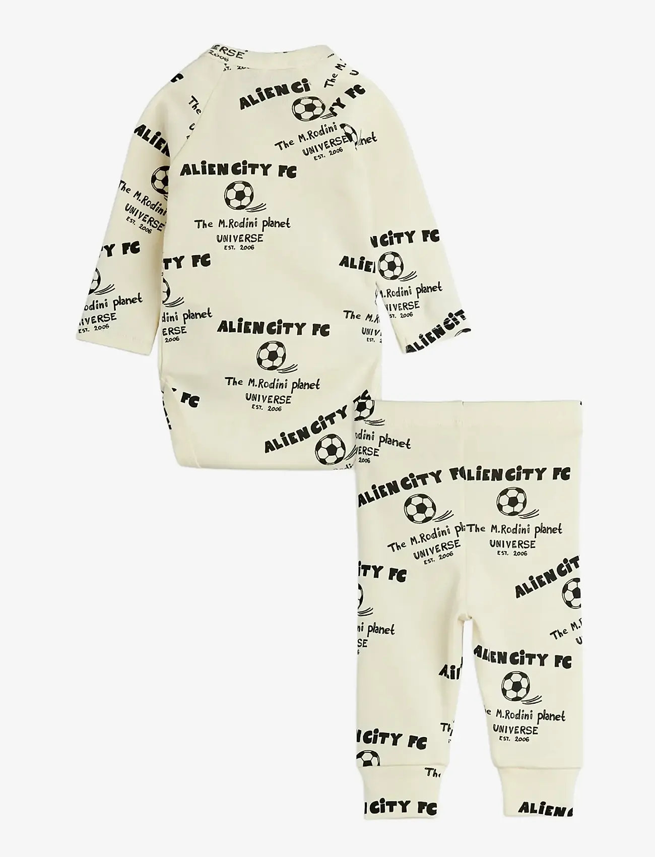 Mini Rodini - Alien City FC aop nb baby set - sæt med body - white - 1