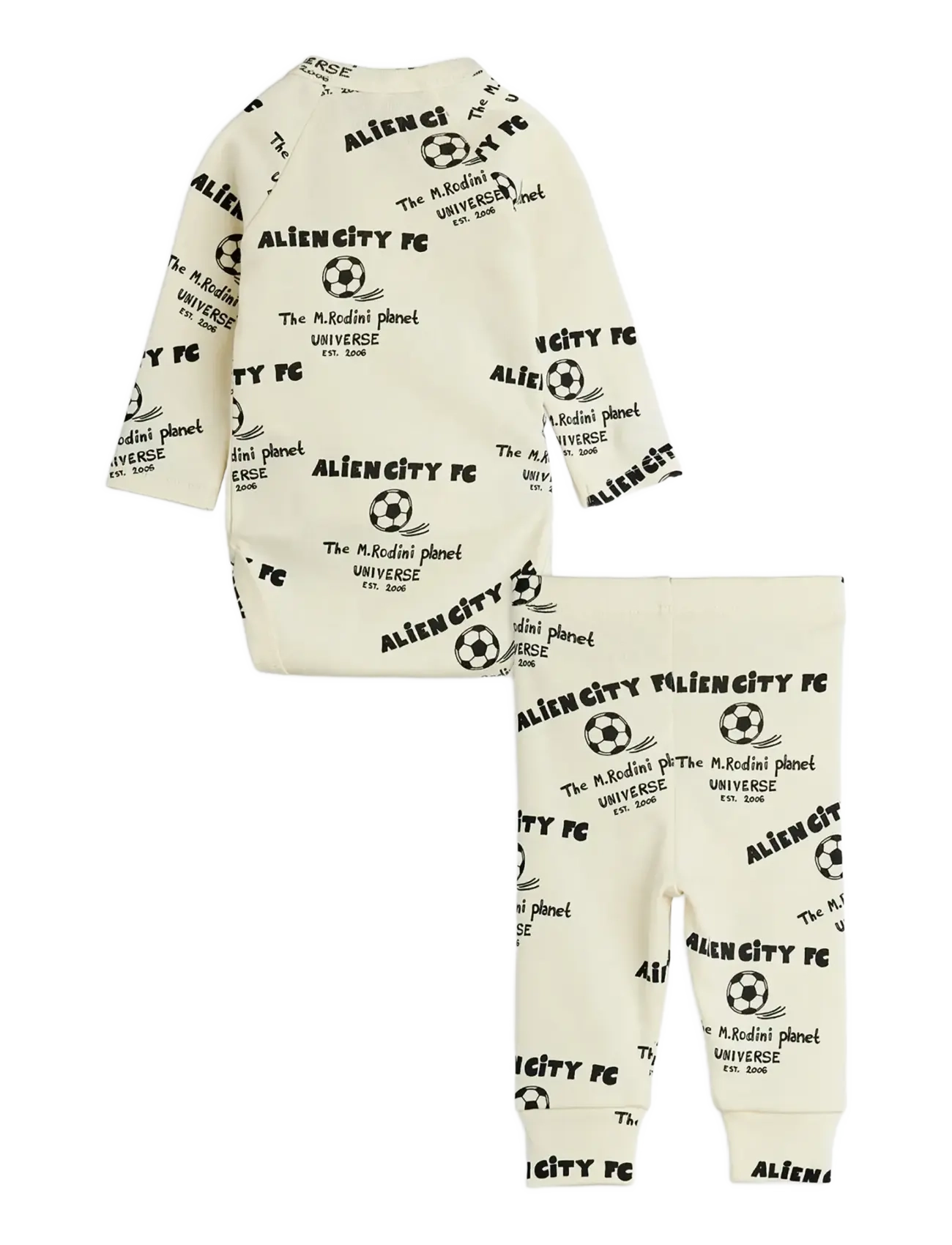 Mini Rodini - Alien City FC aop nb baby set - sæt med body - white - 1
