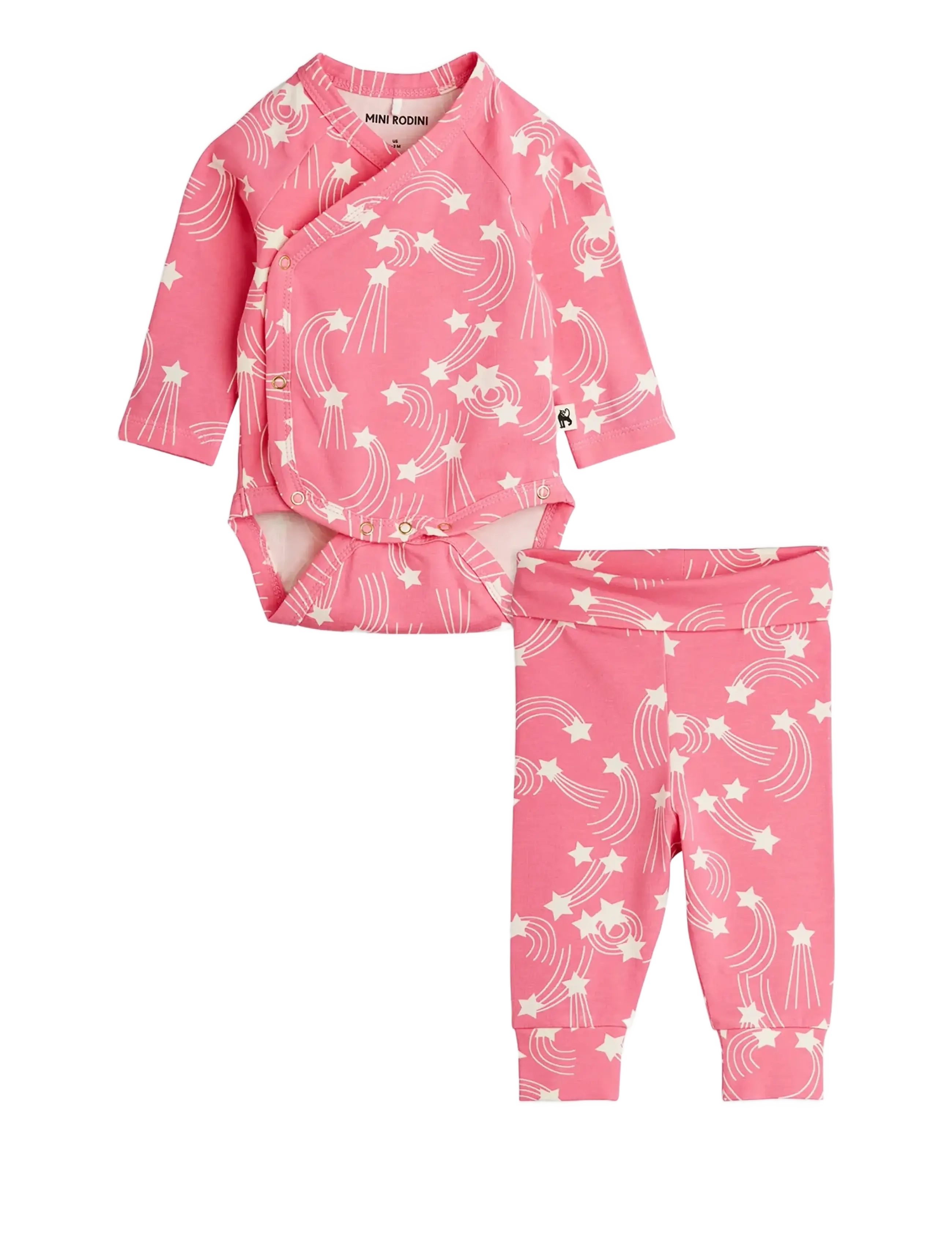 Mini Rodini Starfall Aop Nb Baby Set, 56, Pink, Sæt > Sæt Med Krop, Børn