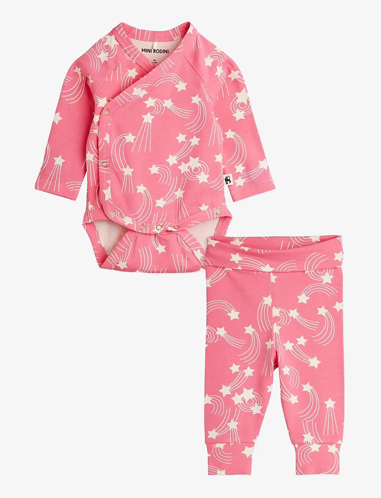 Mini Rodini - Starfall aop nb baby set - sæt med body - pink - 0