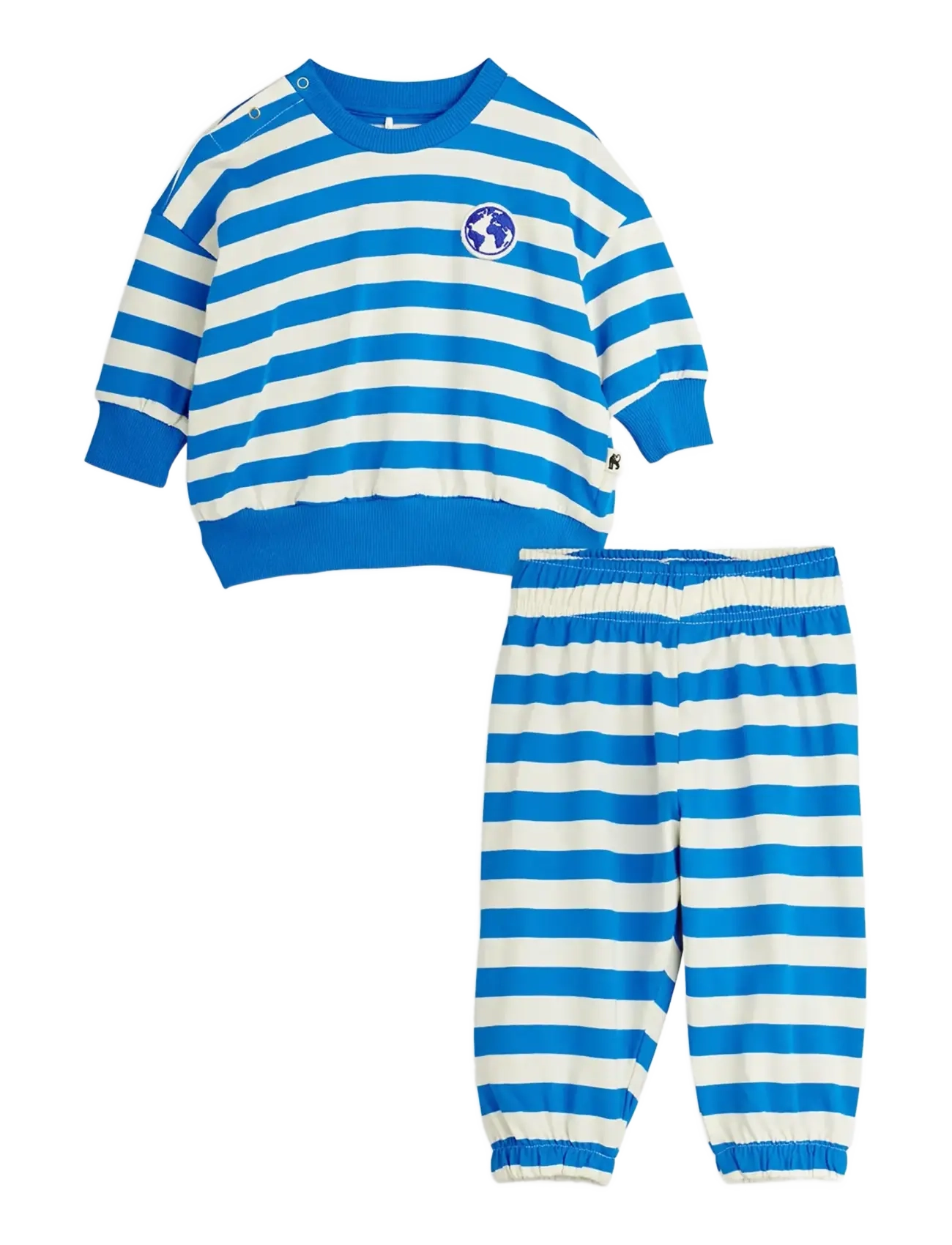 Mini Rodini Earth Yd Stripe Baby Set, 56/62, Blue, Sæt > Sæt Med Langærmet T-Shirt, Børn