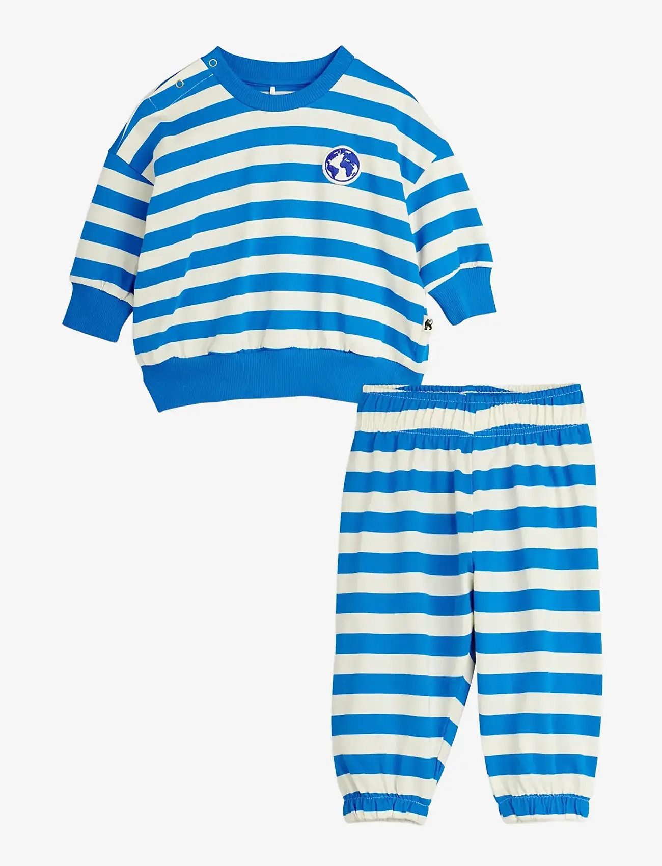Mini Rodini - Earth yd stripe baby set - sets with long-sleeved t-shirt - blue - 0