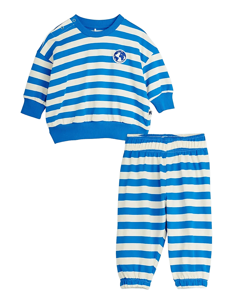 Mini Rodini - Earth yd stripe baby set - sæt med langærmet t-shirt - blue - 0