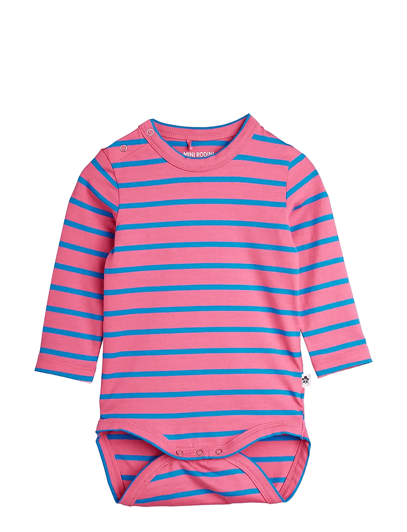 Mini Rodini - Stripe yd ls body - long-sleeved bodies - pink - 0