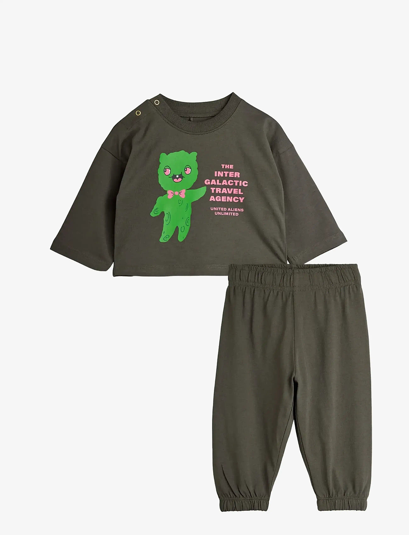 Mini Rodini - Alien travel agency sp baby set - sæt med langærmet t-shirt - grey - 0