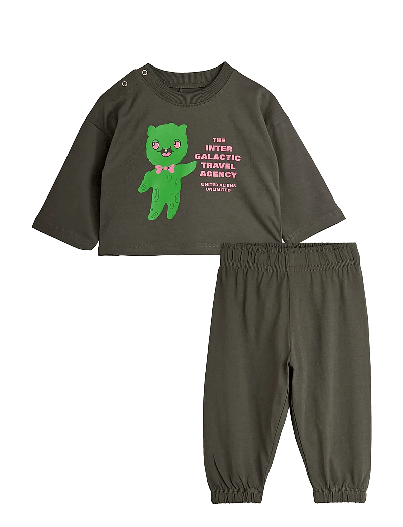 Mini Rodini - Alien travel agency sp baby set - sæt med langærmet t-shirt - grey - 0