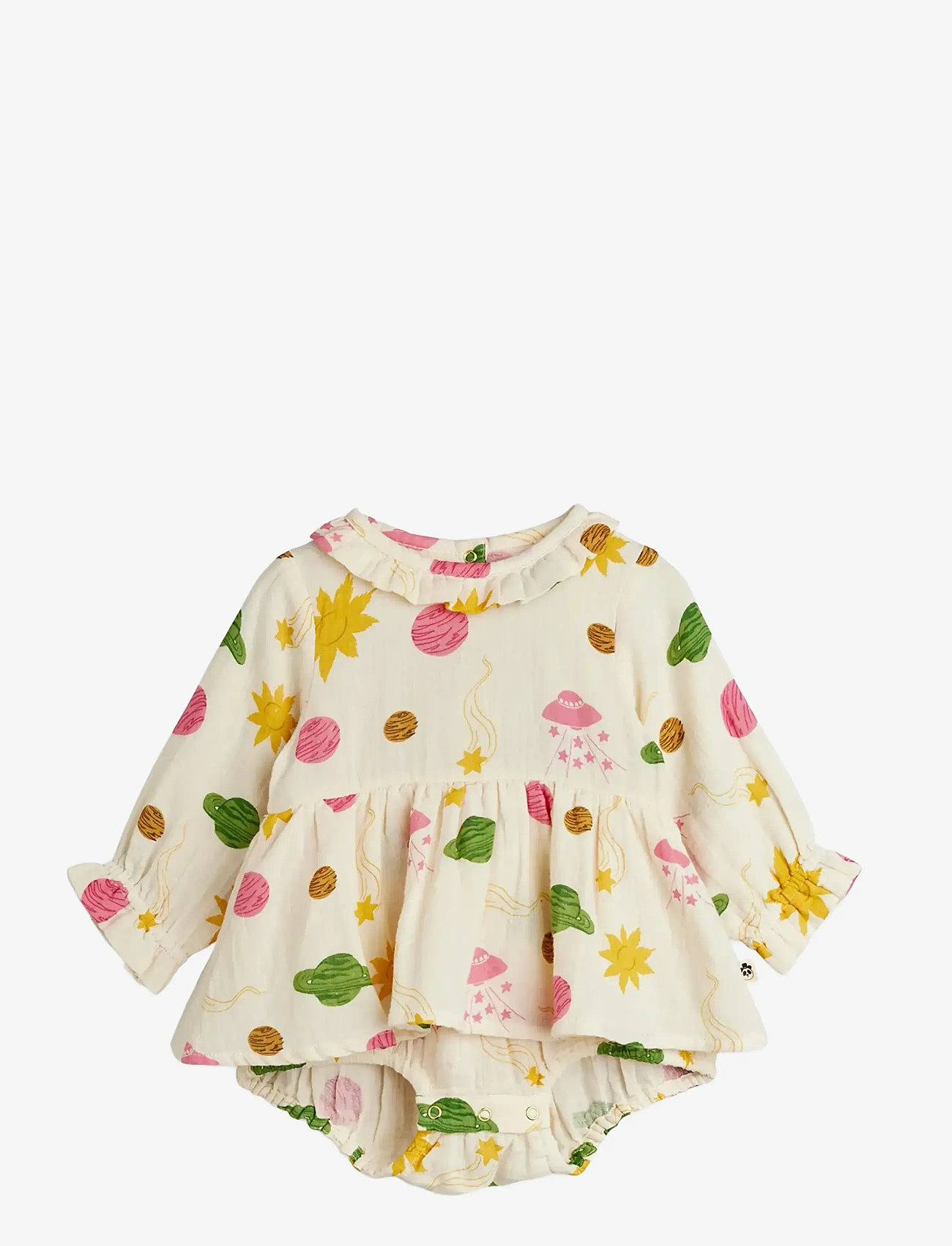 Mini Rodini - Space aop muslin ls body - langärmelige bodys - off-white - 0