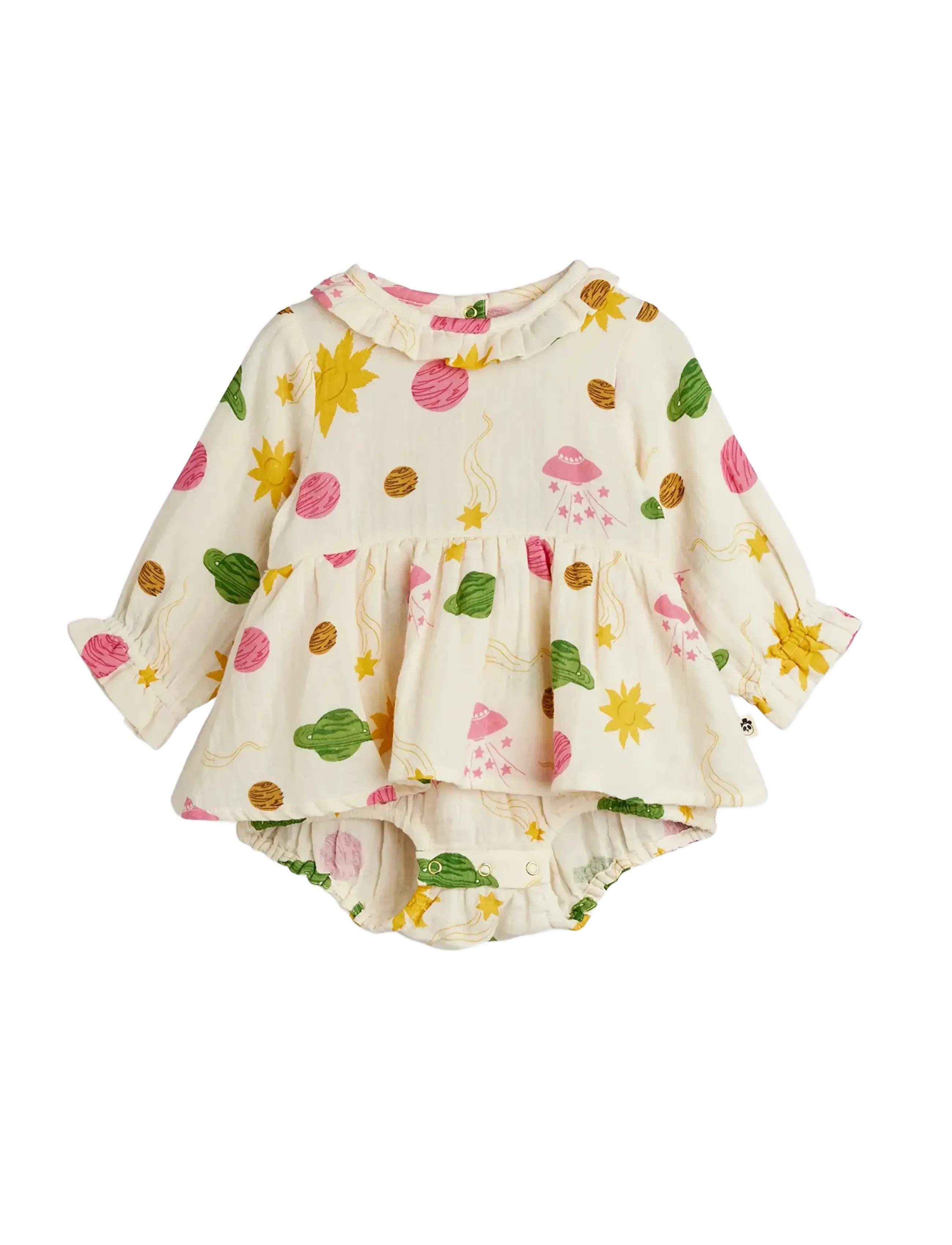 Mini Rodini Space aop muslin ls body - Mini Rodini - OFF-WHITE / multi