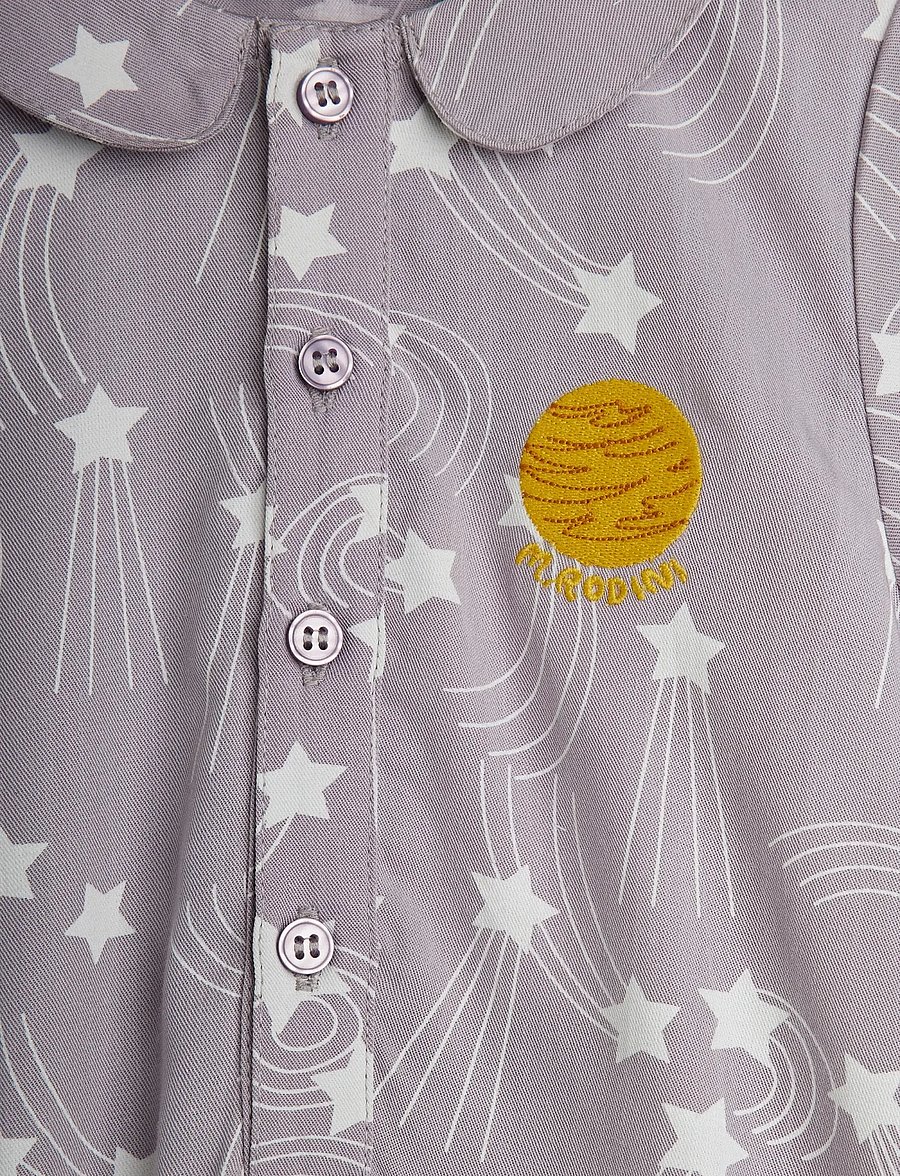 Mini Rodini - Starfall aop woven body - kortærmede heldragter - purple - 2