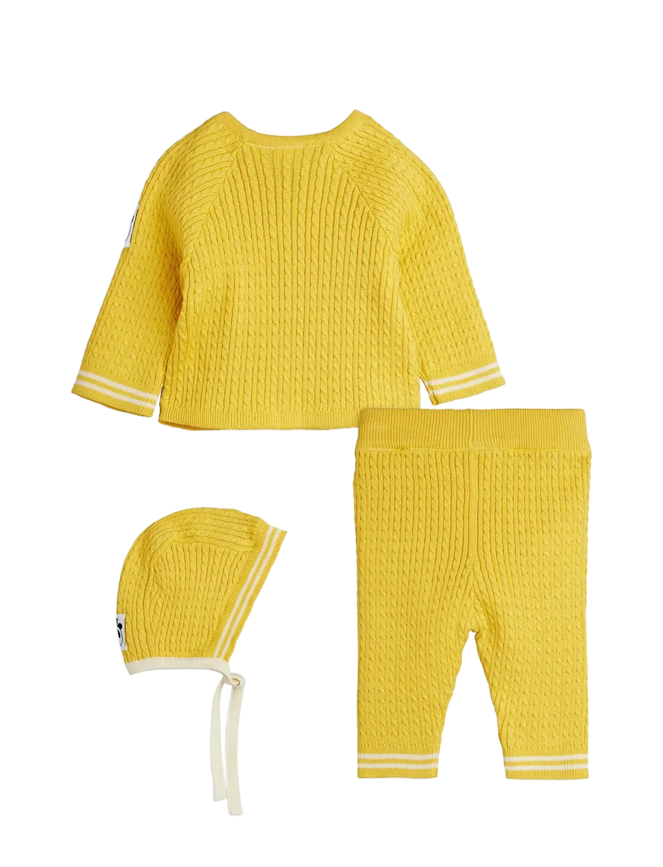 Mini Rodini - Cable knit baby kit - susegamieji megztiniai - yellow - 1