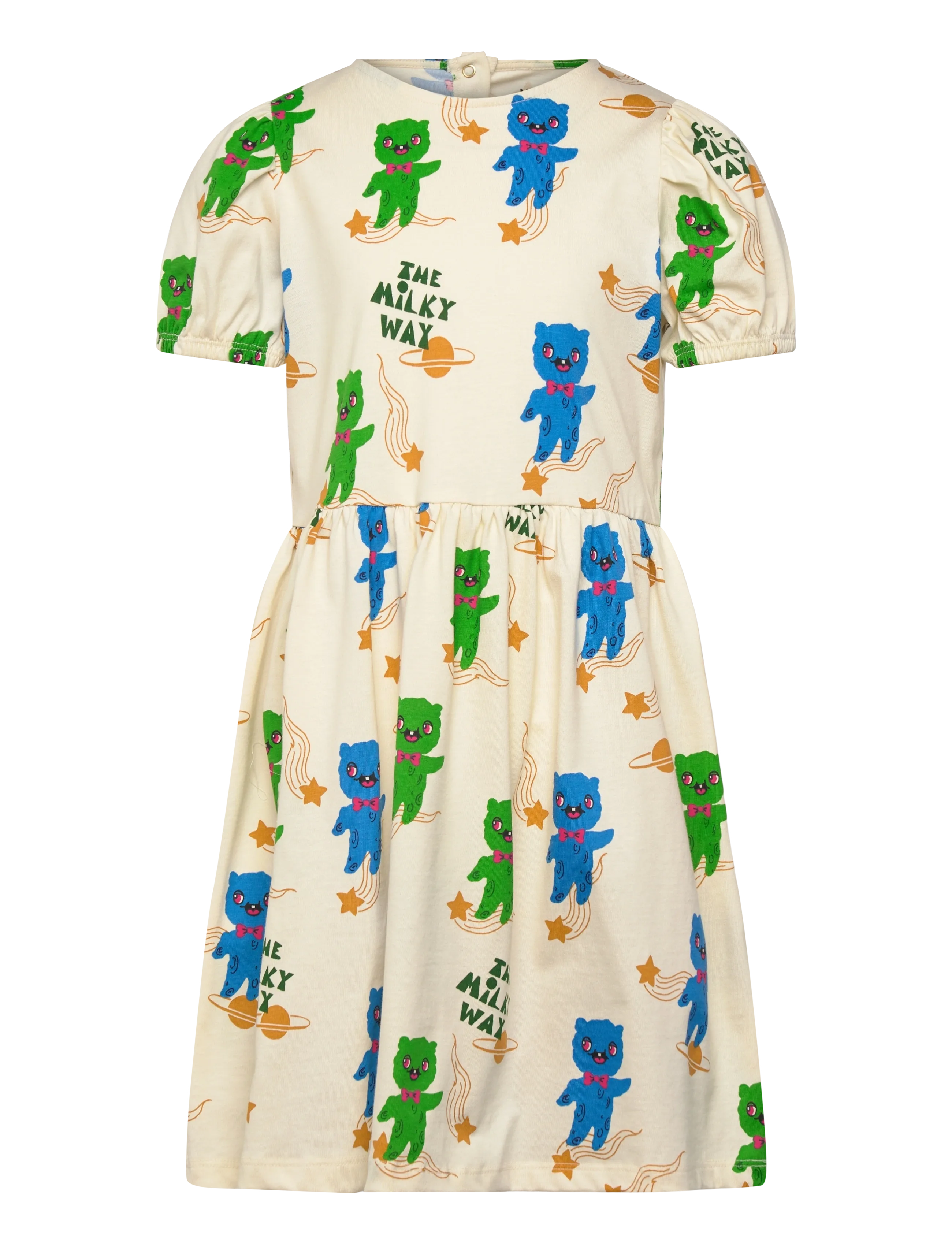 Mini Rodini Aliens aop ss dress - Kortærmede hverdagskjoler - OFF-WHITE / cream