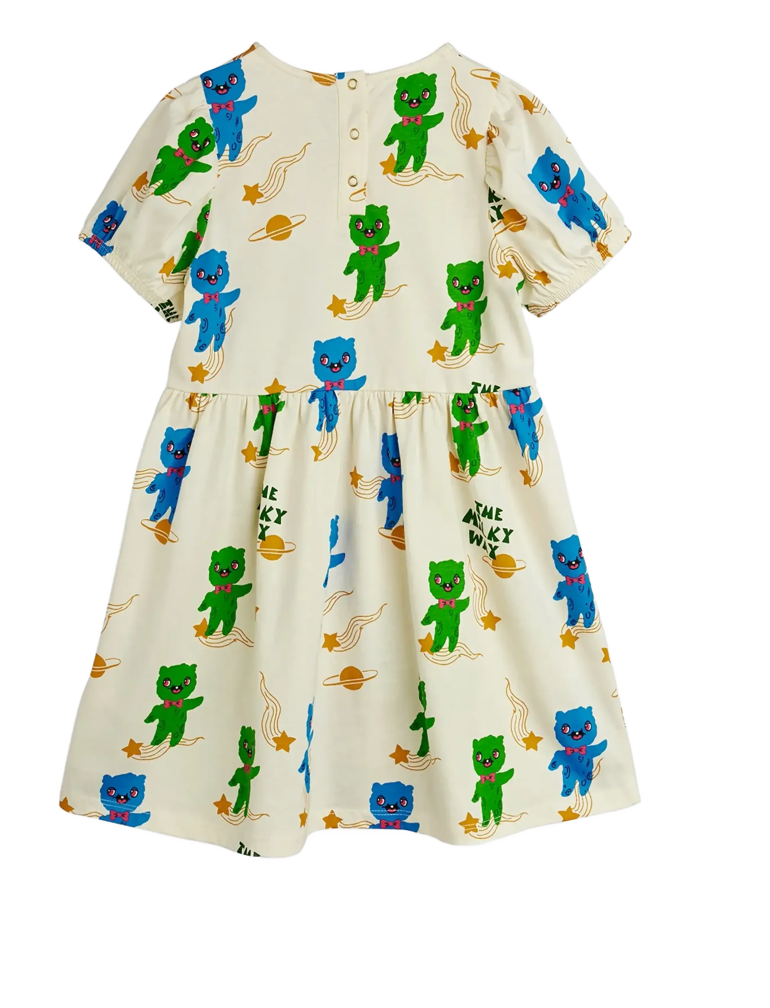 Mini Rodini - Aliens aop ss dress - lühikeste varrukatega beebi kleidid - off-white - 1
