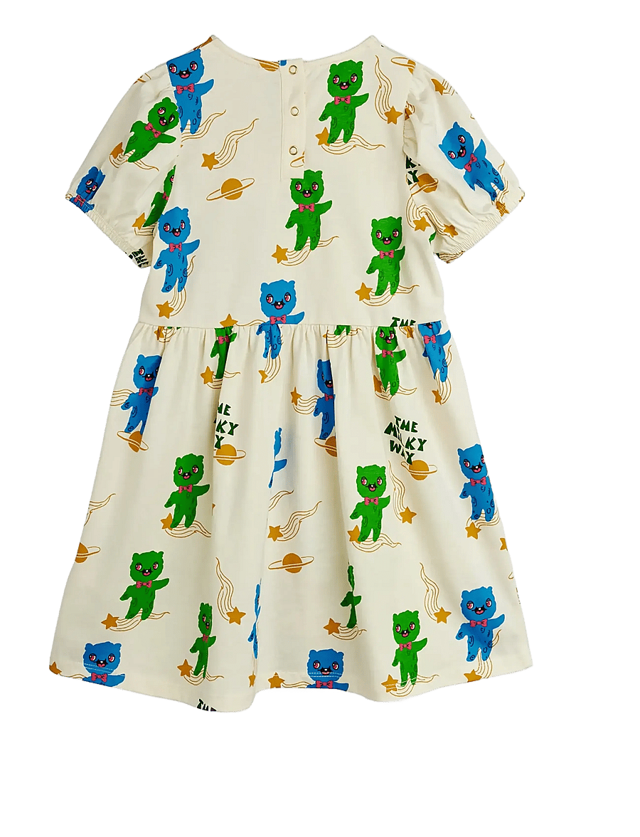 Mini Rodini - Aliens aop ss dress - kortärmade babyklänningar - off-white - 1