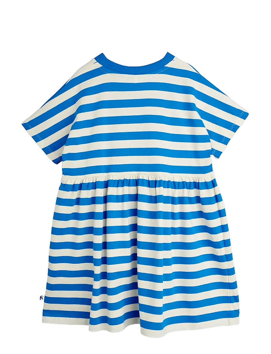 Mini Rodini - Earth yd stripe ss dress - kortärmade babyklänningar - blue - 1
