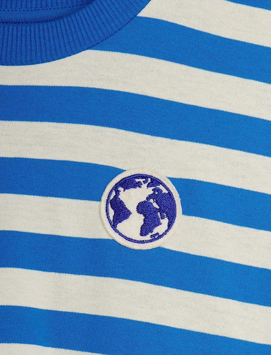 Mini Rodini - Earth yd stripe ss dress - kortärmade babyklänningar - blue - 2