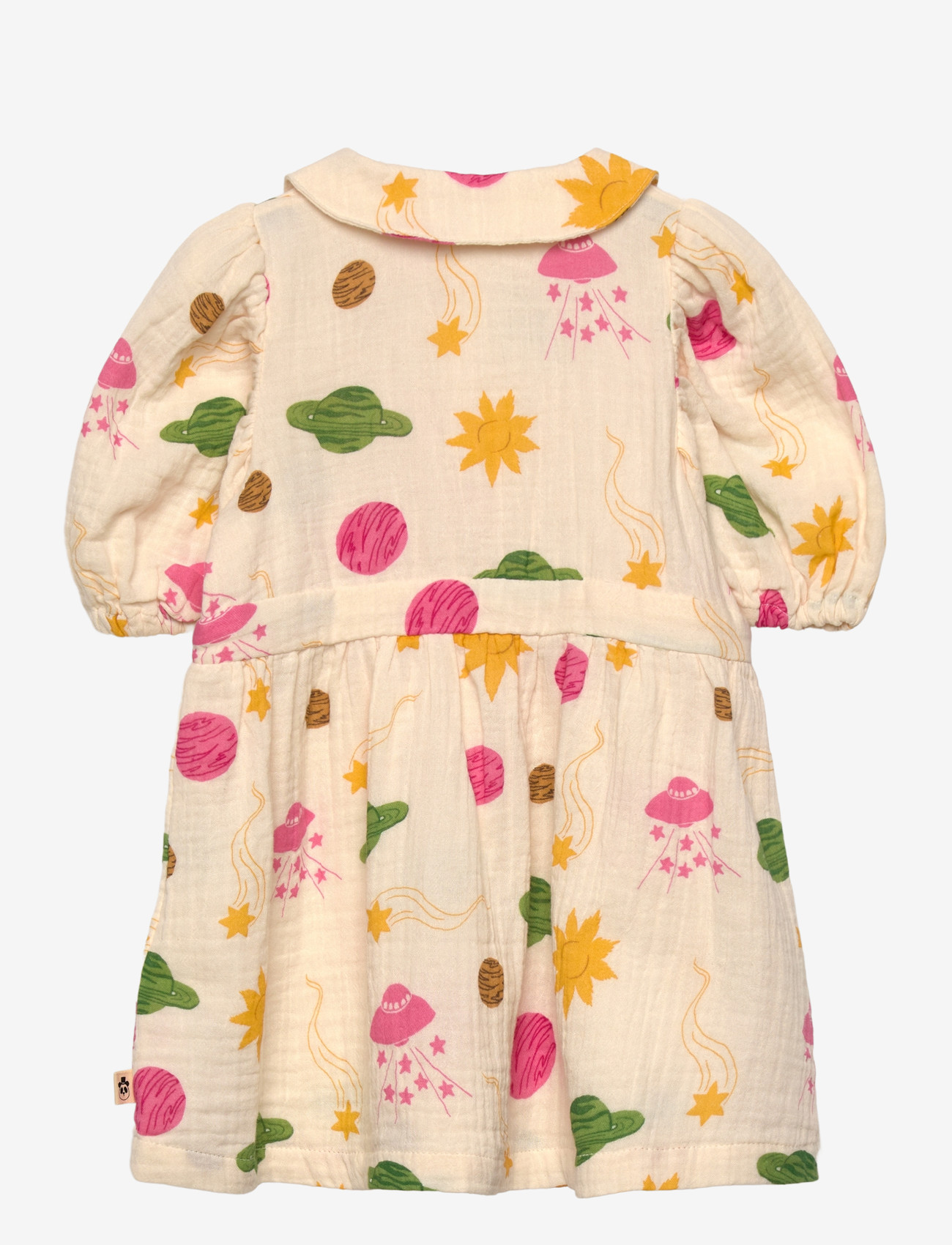 Mini Rodini - Space aop muslin woven ss dress - lühikeste varrukatega beebi kleidid - off-white - 1