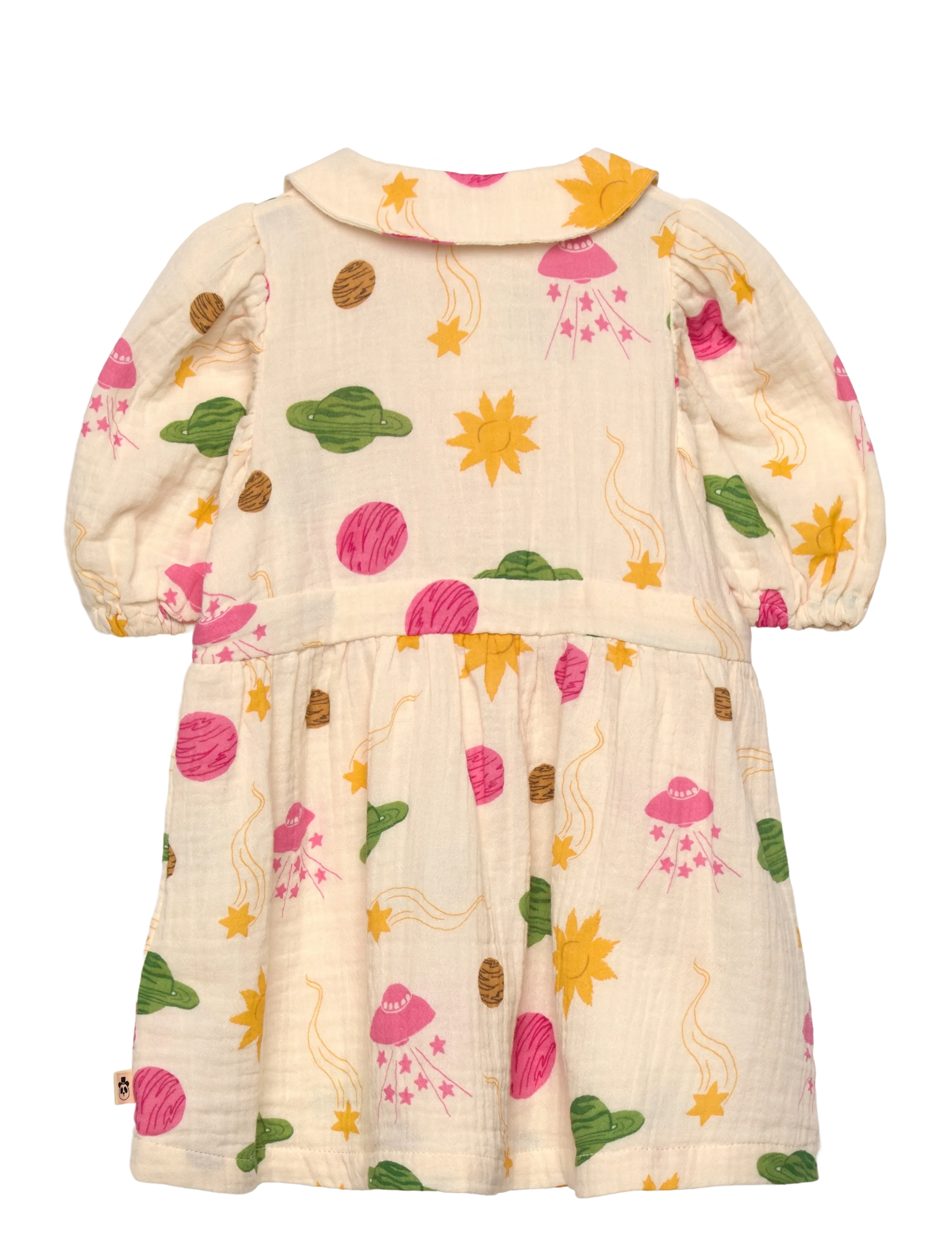 Mini Rodini - Space aop muslin woven ss dress - kortærmede babykjoler - off-white - 1