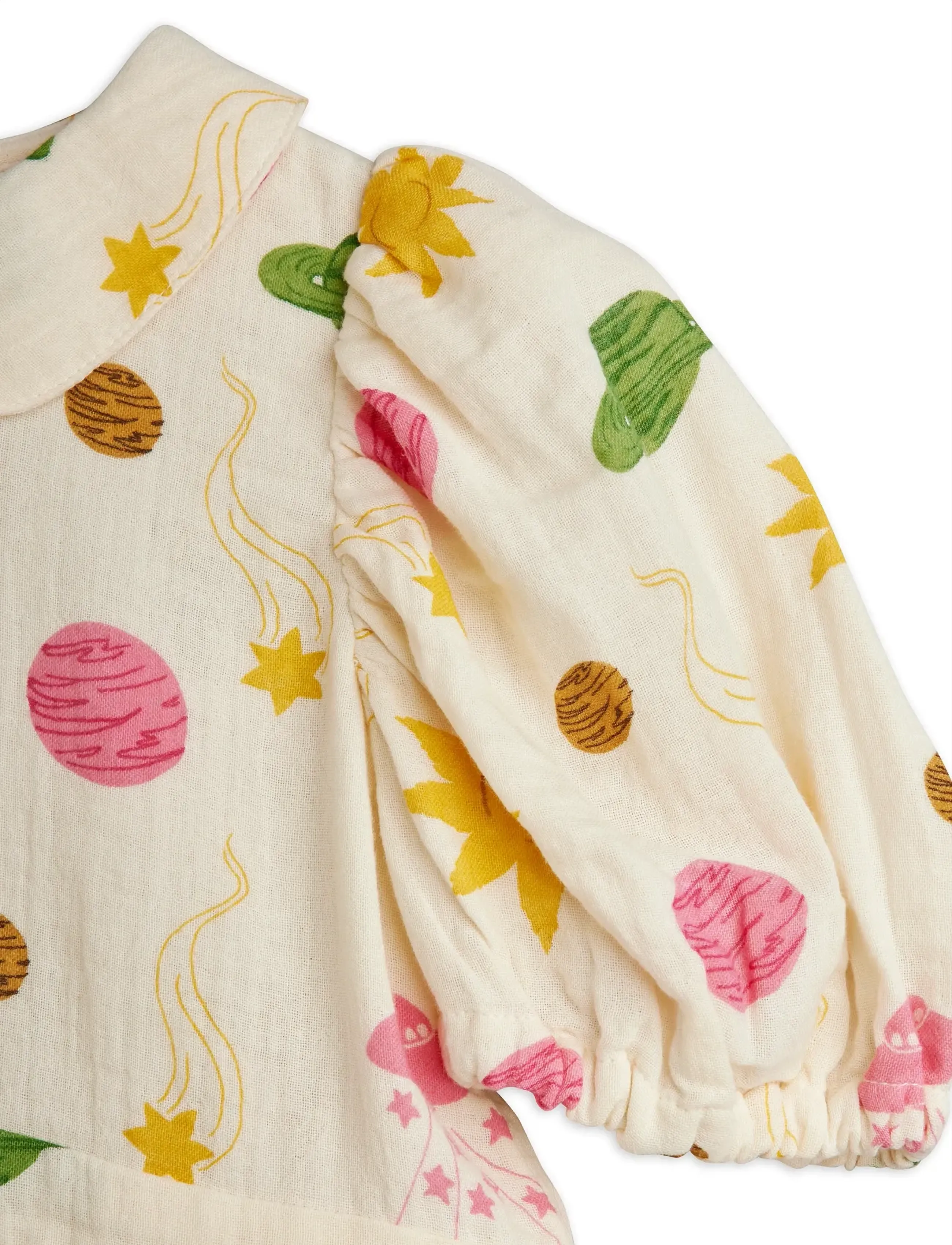 Mini Rodini - Space aop muslin woven ss dress - kortærmede babykjoler - off-white - 2