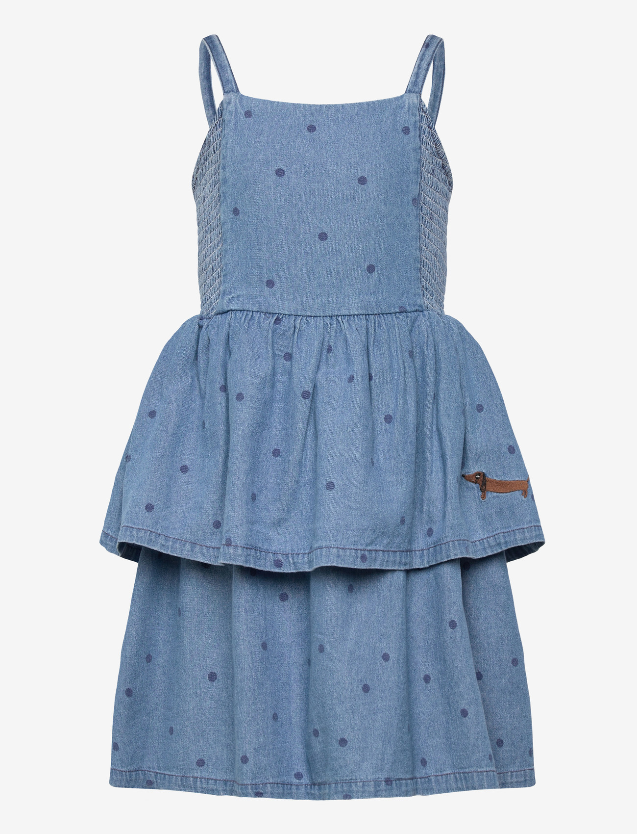 Mini Rodini - Lw denim dots aop strap dress - Ærmeløse babykjoler - blue - 0