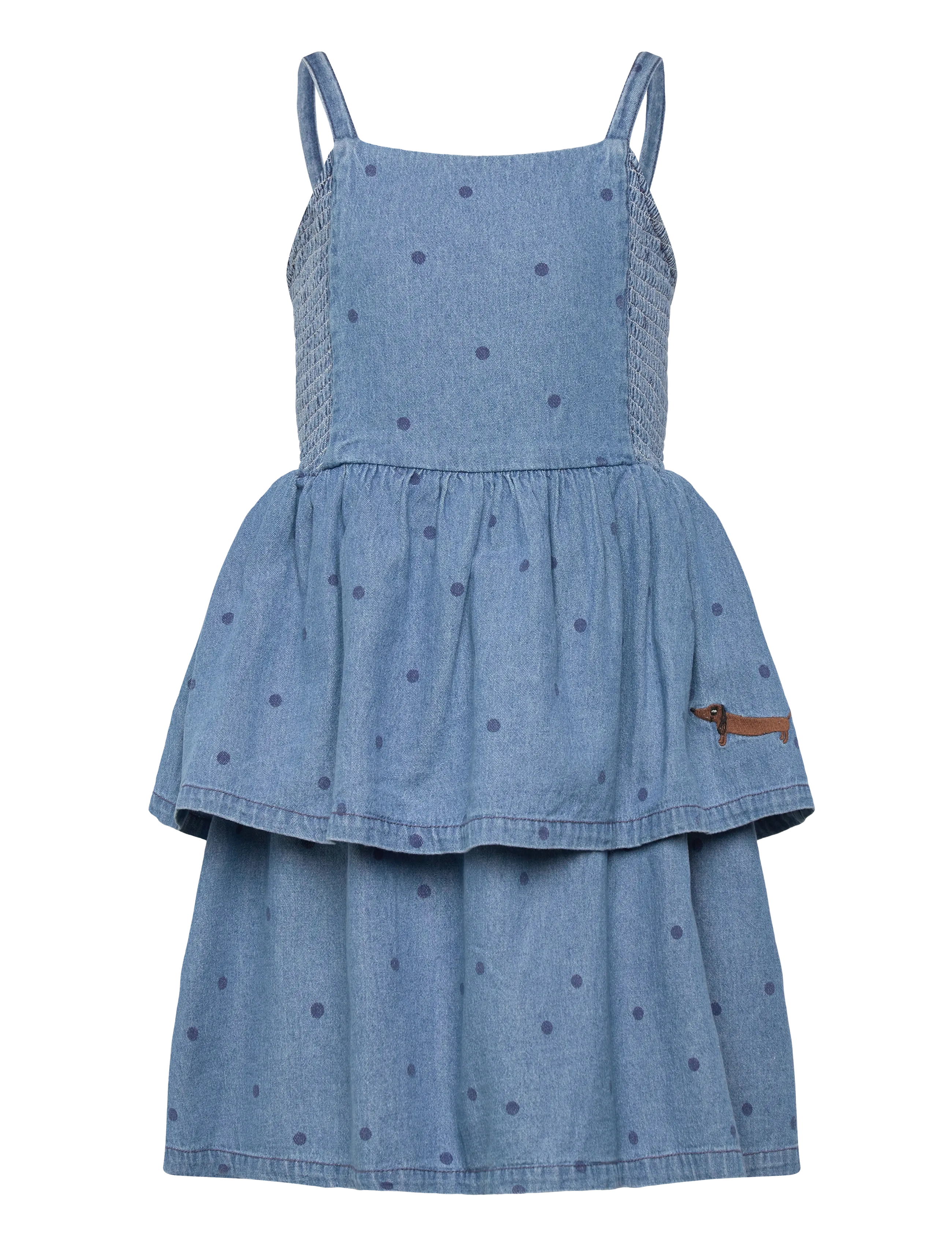 Mini Rodini Lw denim dots aop strap dress - Varrukateta vabaaja kleidid - BLUE / blue