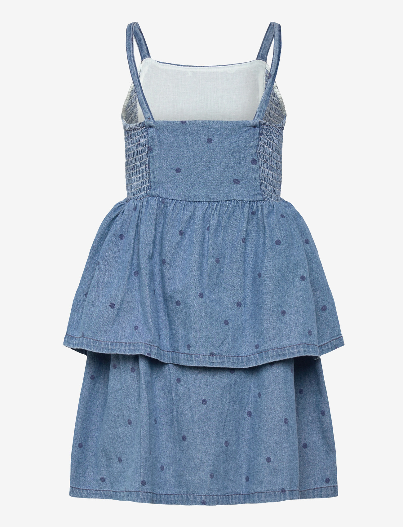 Mini Rodini - Lw denim dots aop strap dress - Ærmeløse babykjoler - blue - 1