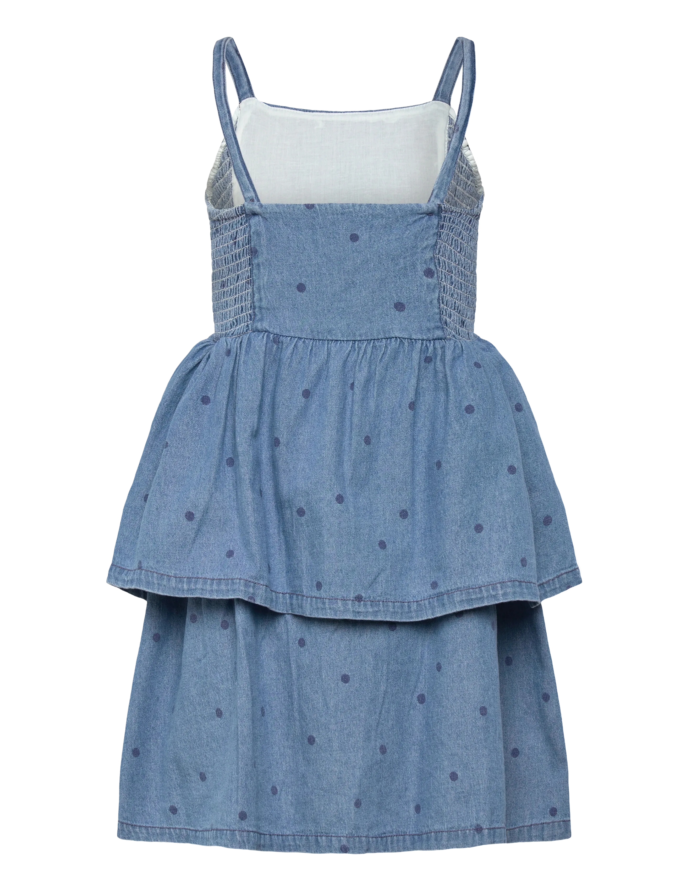 Mini Rodini - Lw denim dots aop strap dress - sleeveless baby dresses - blue - 1