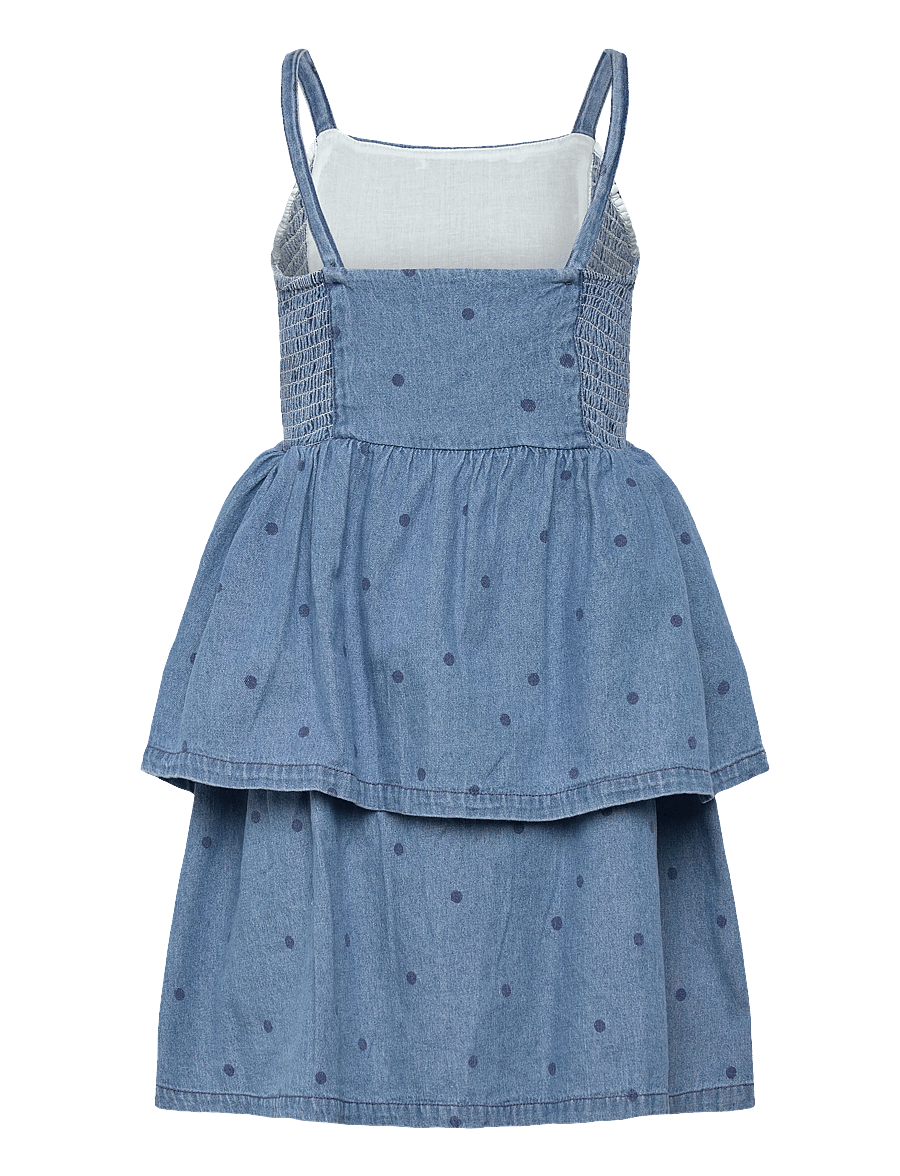 Mini Rodini - Lw denim dots aop strap dress - Ärmellose babykleider - blue - 1