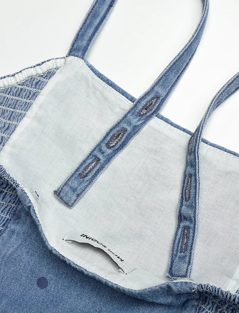 Mini Rodini - Lw denim dots aop strap dress - Ærmeløse babykjoler - blue - 2