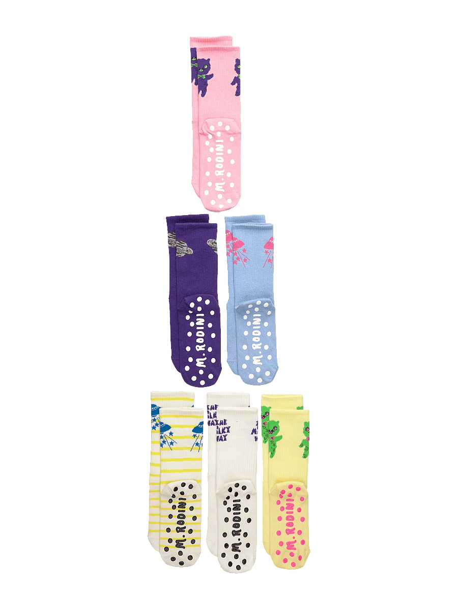 Mini Rodini - Alien 6-pack anti-slip socks - skarpetki antypoślizgowe - multi - 0
