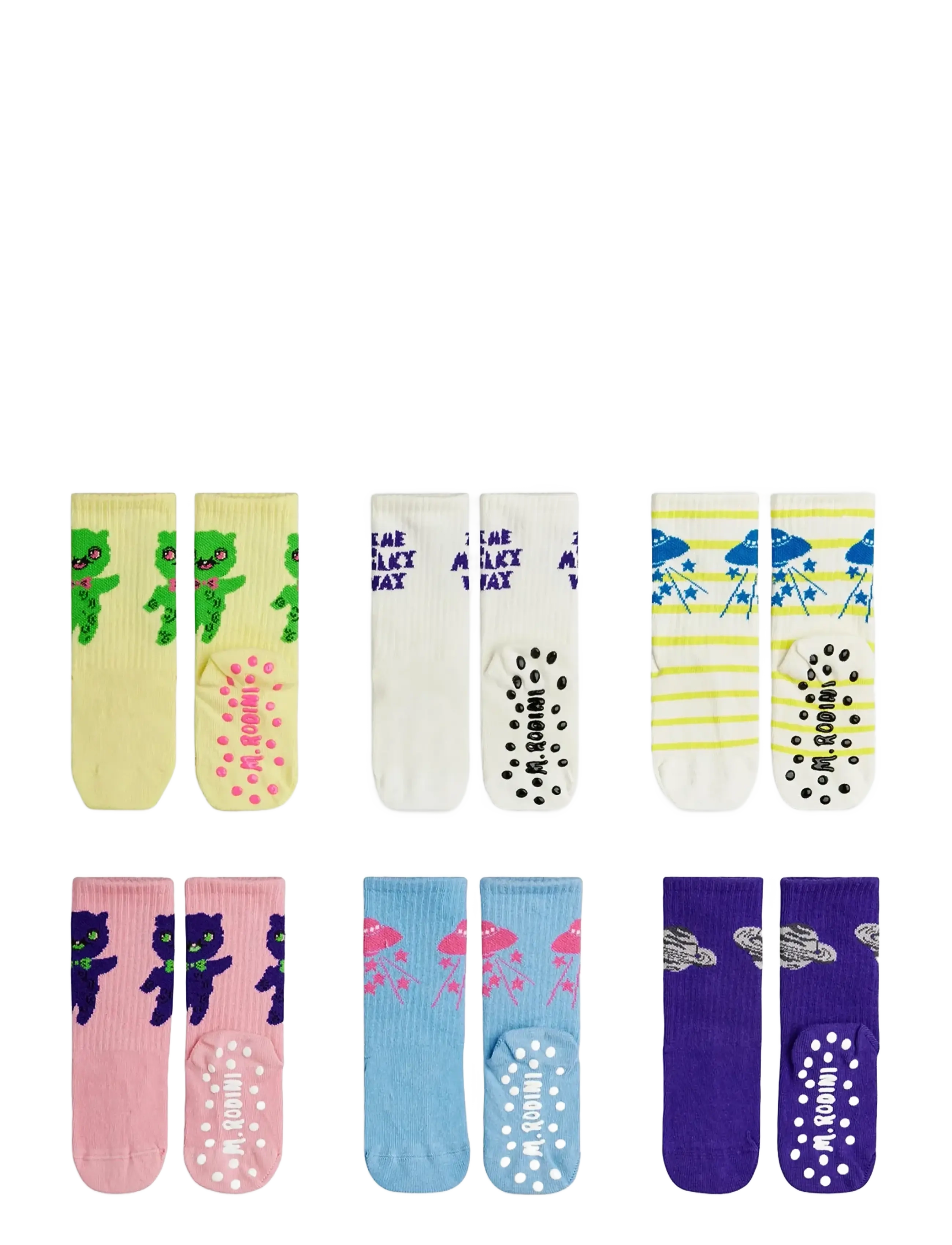Mini Rodini - Alien 6-pack anti-slip socks - skridsikre sokker - multi - 1